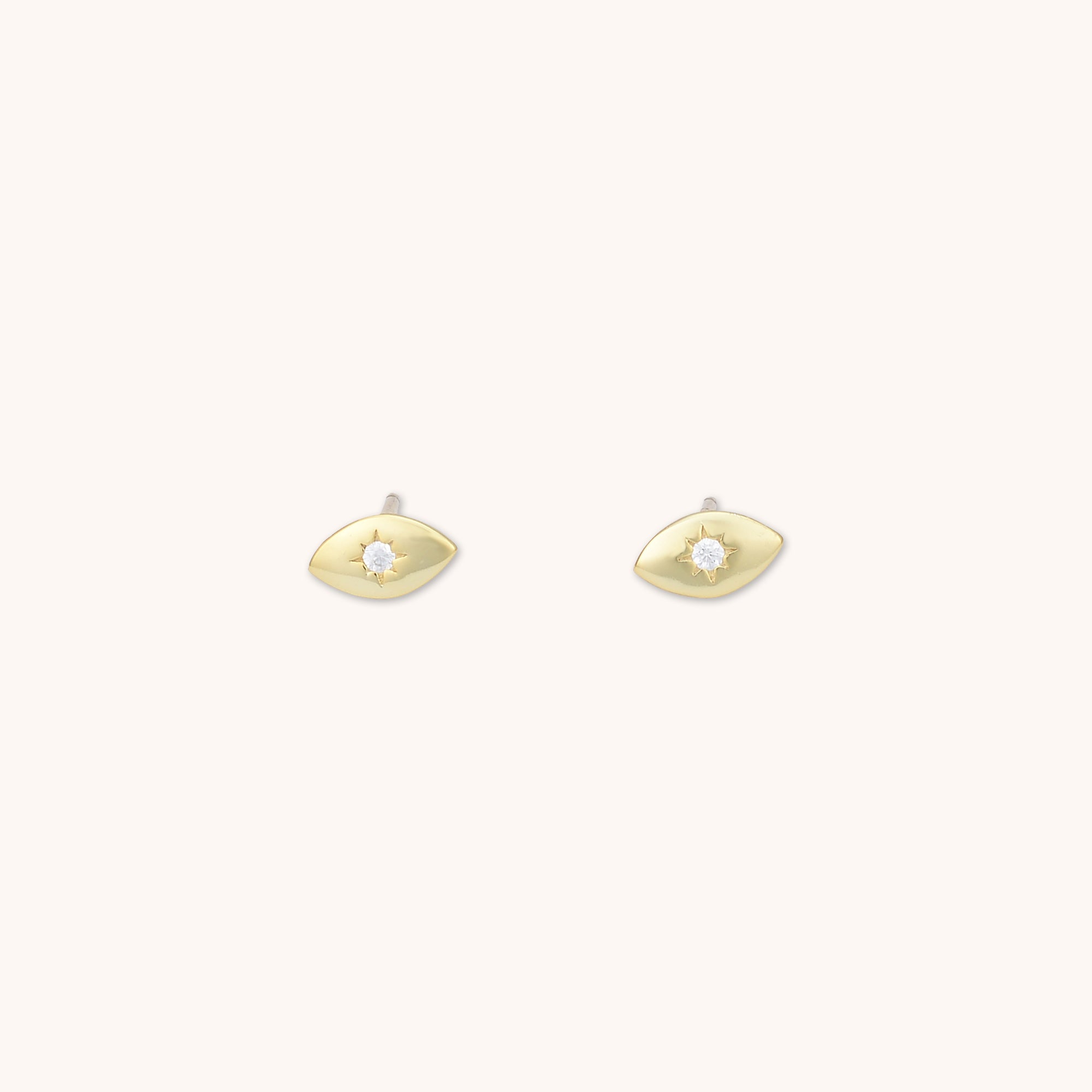 Evil Eye Stud Earrings Gold