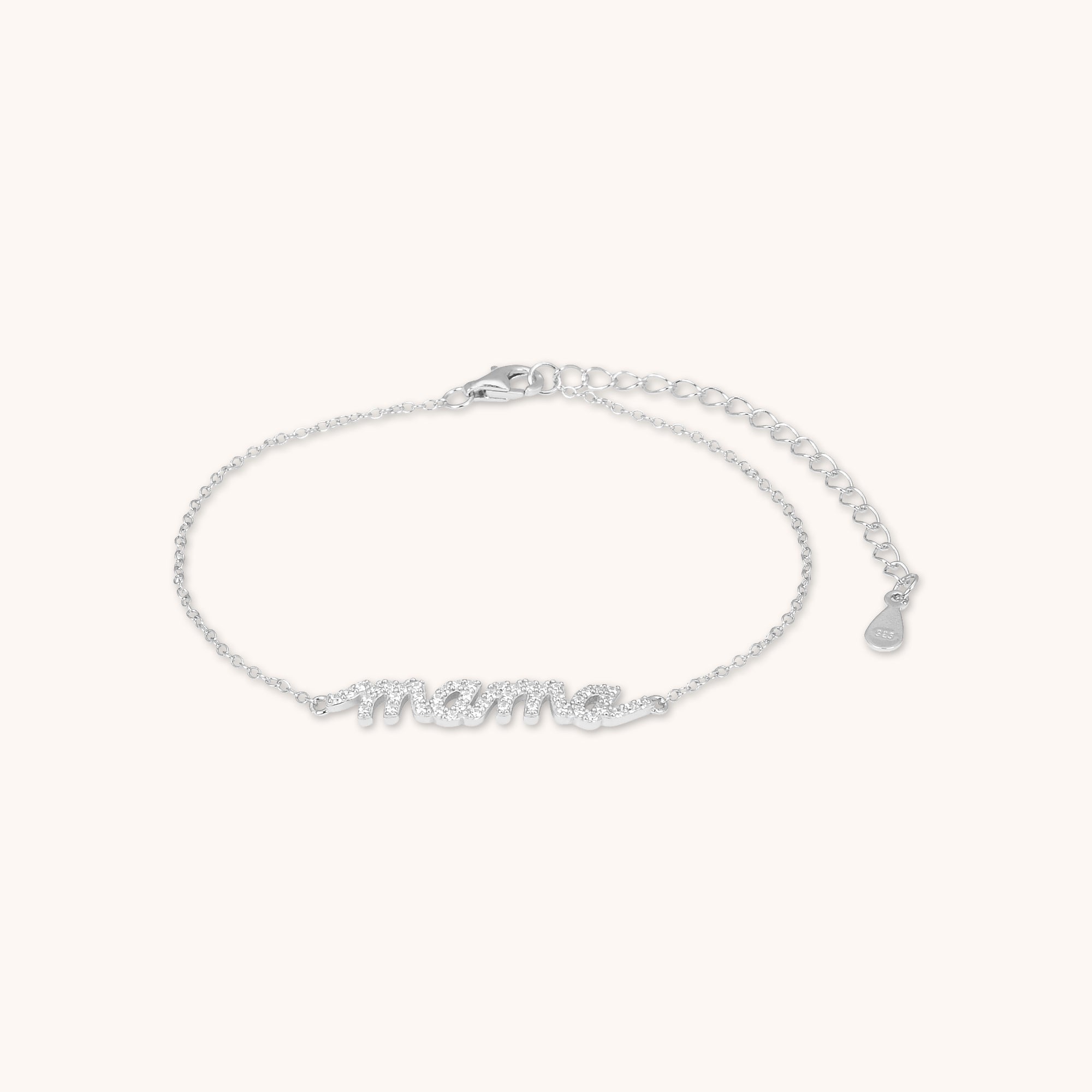 Mama Nameplate Sapphire Bracelet Silver