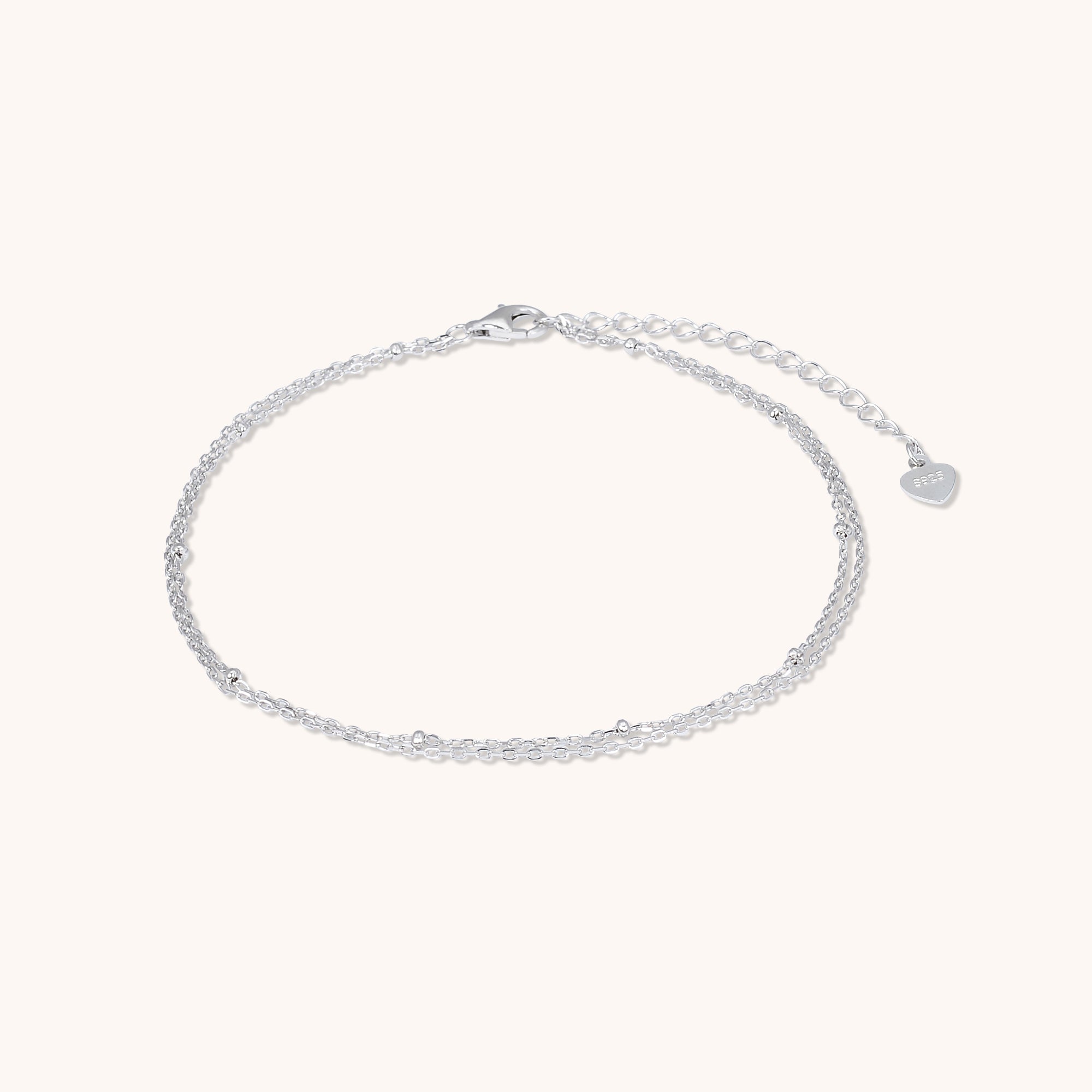 Double Satellite Dot Anklet Silver