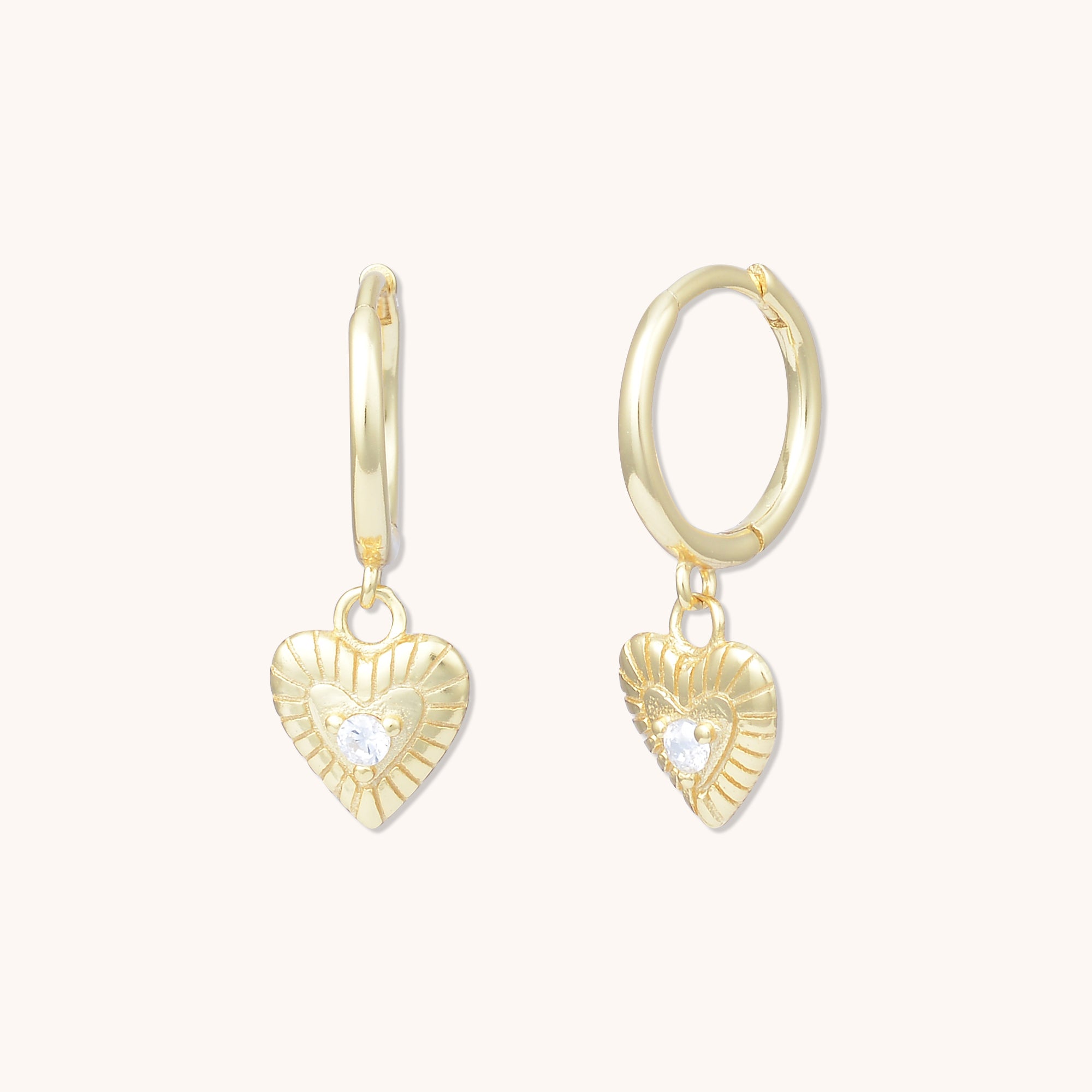 Amour Heart Huggie Earrings Gold