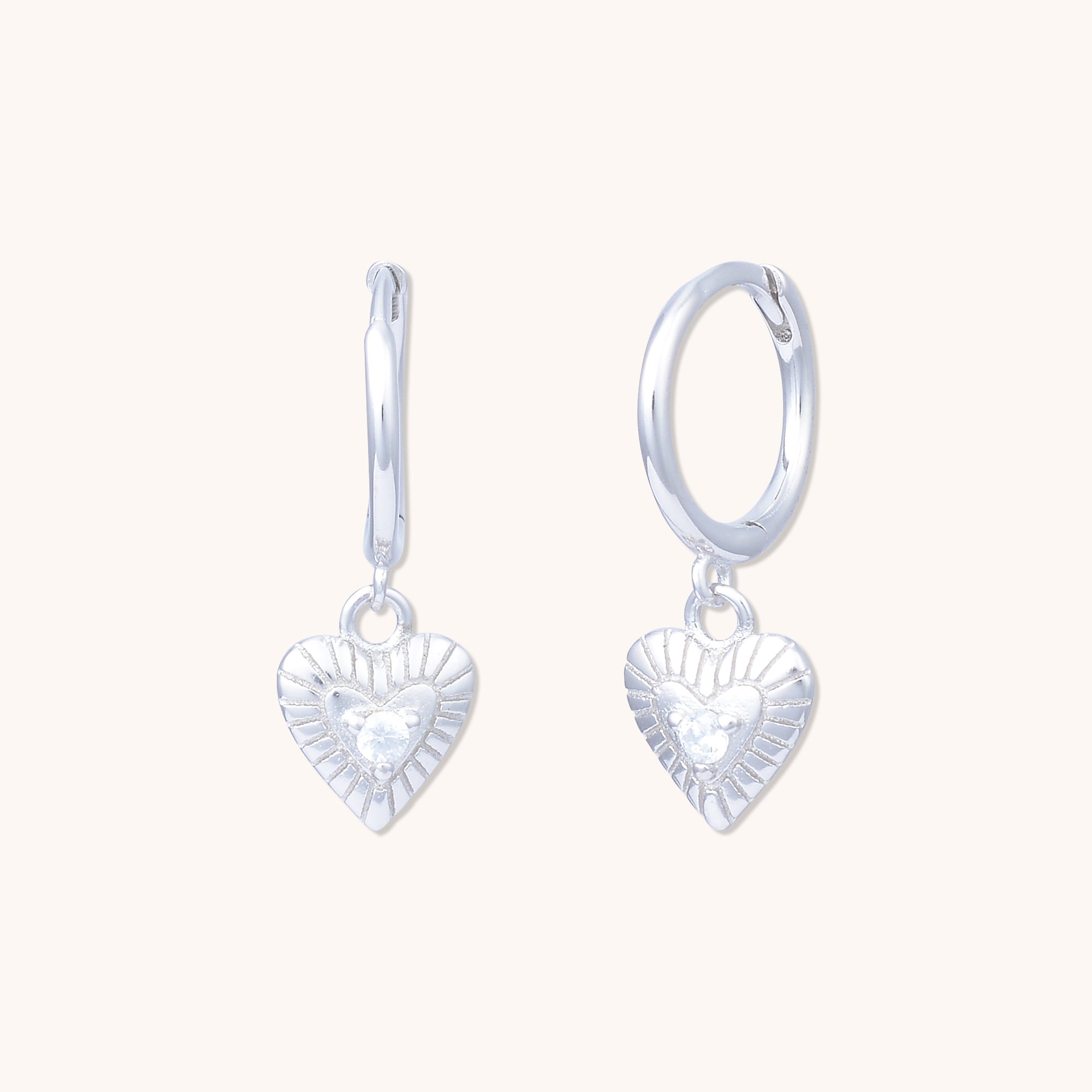 Amour Heart Huggie Earrings Silver