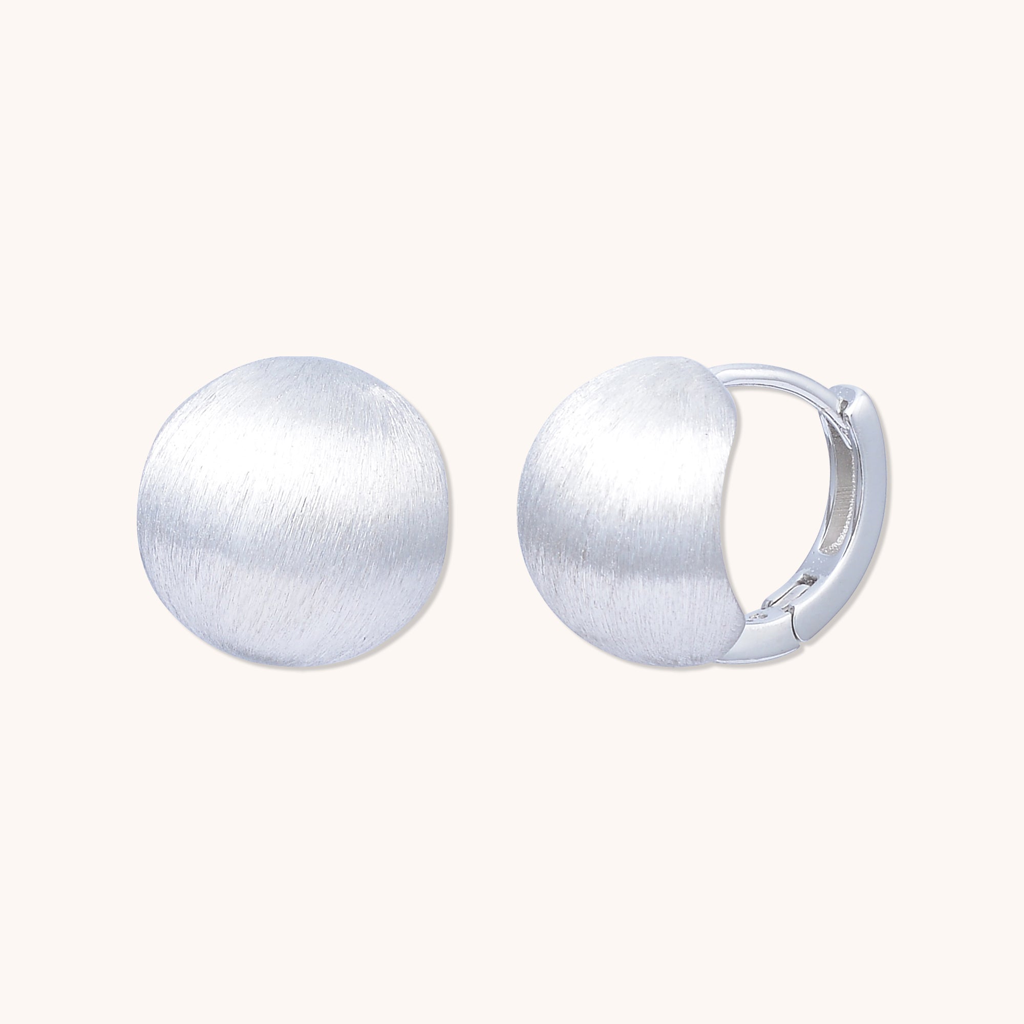 Circular Matte Huggie Earrings Silver