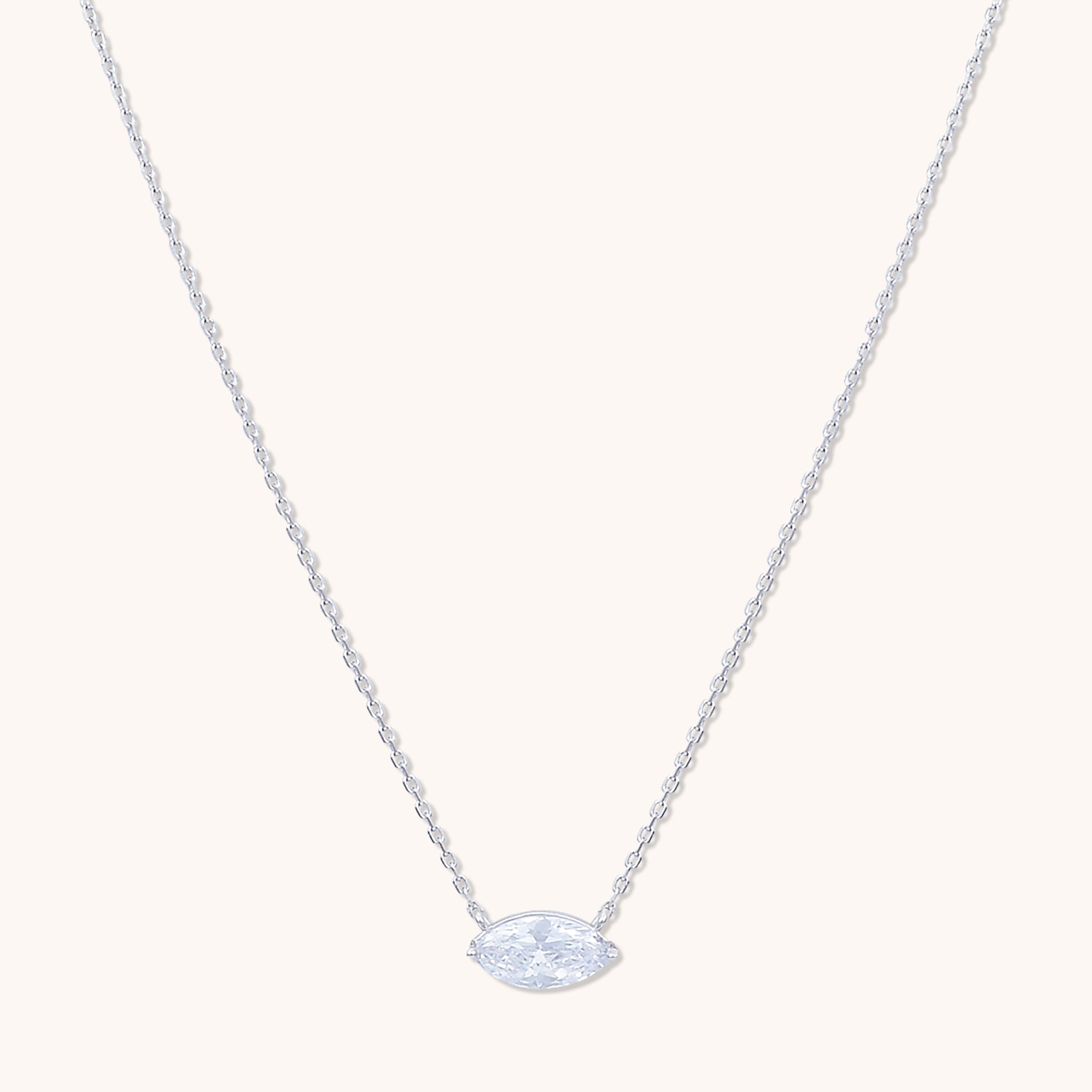 Marquise Sapphire Necklace Silver