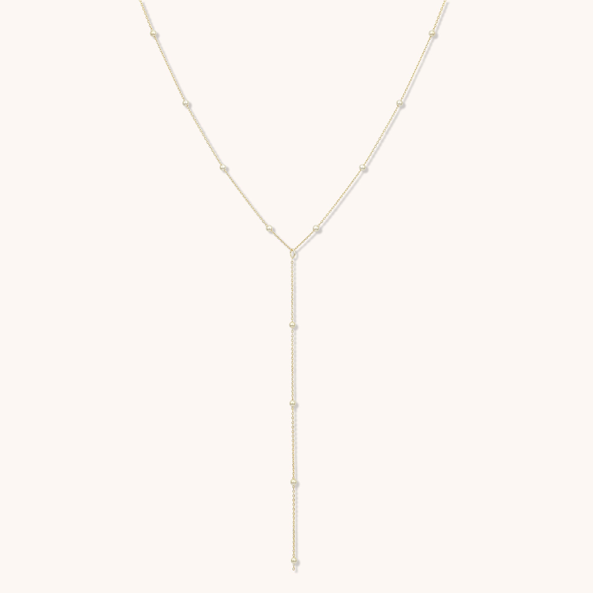 Long Drop Y Satellite Necklace Gold