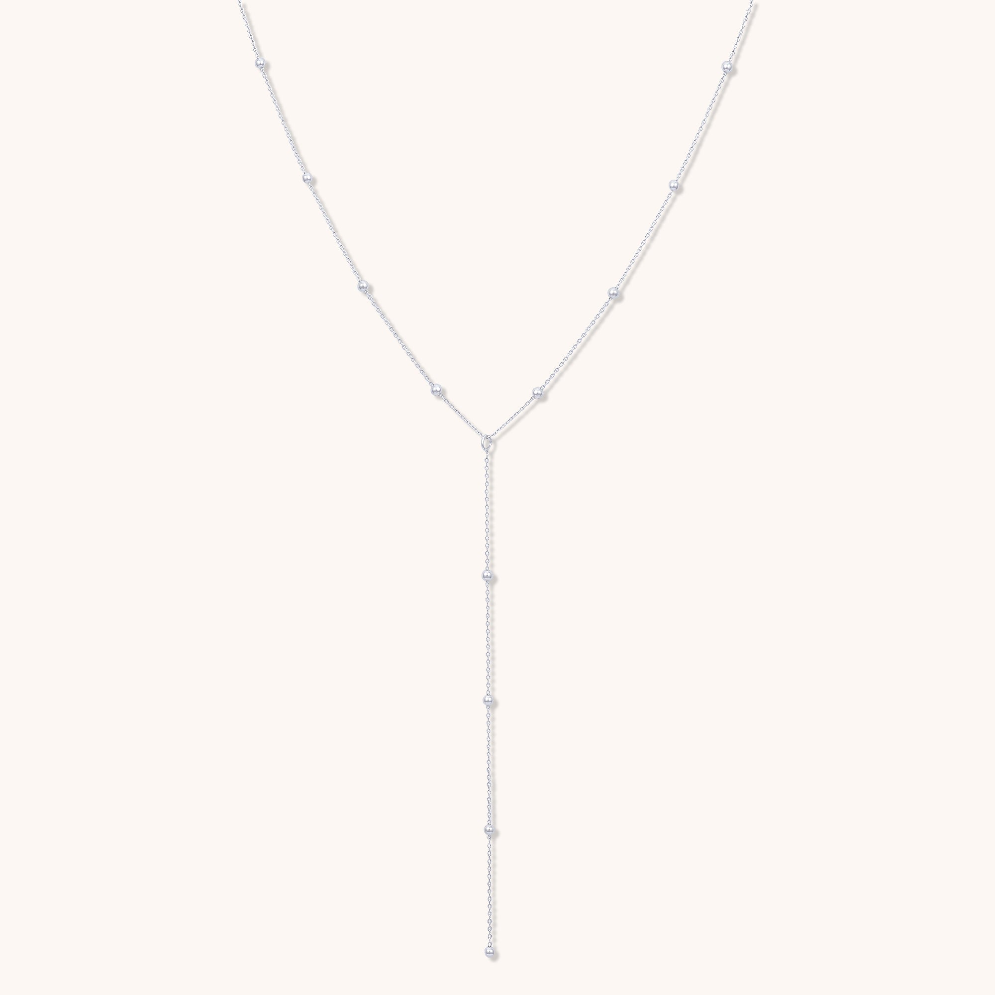 Long Drop Y Satellite Necklace Silver