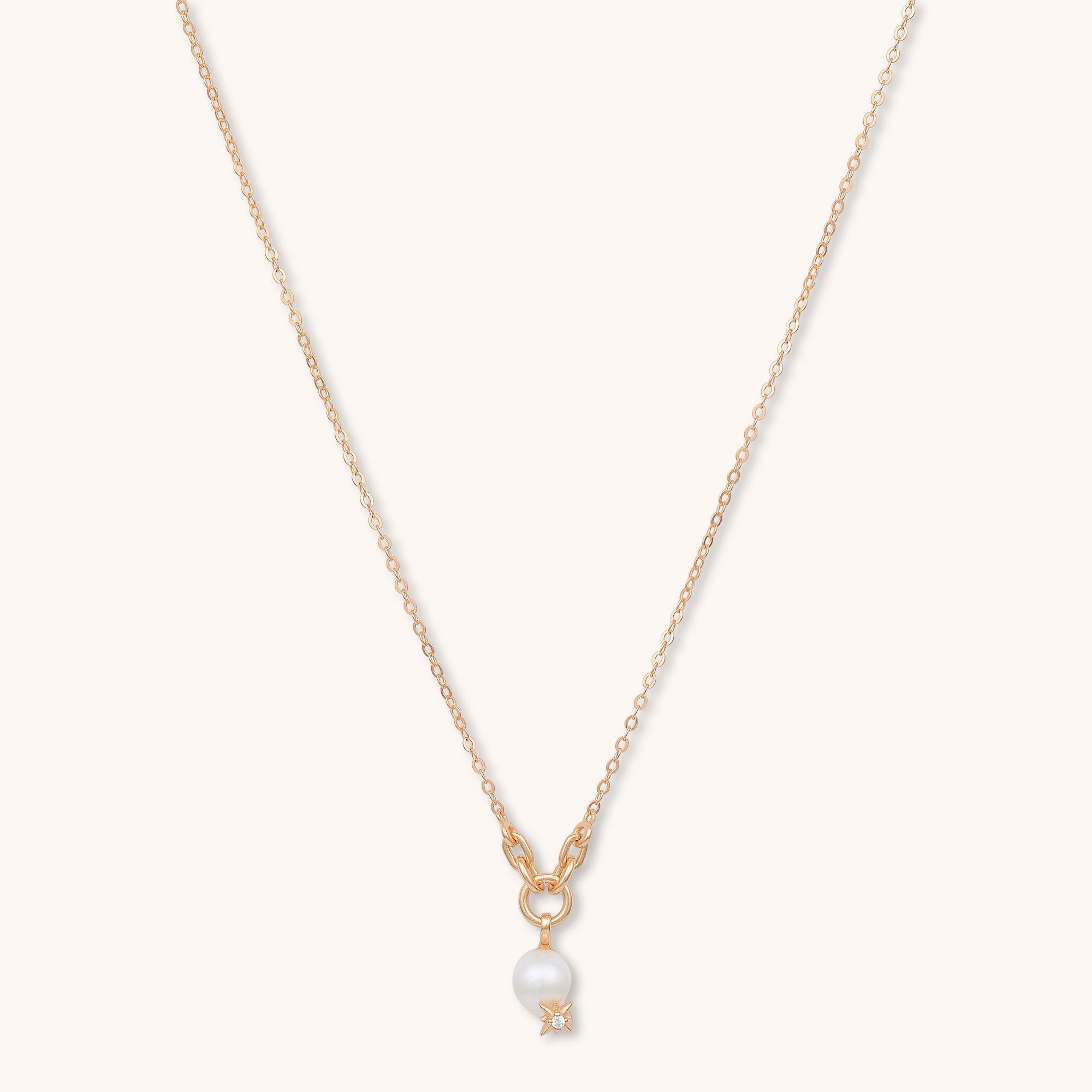 Pearl North Star Necklace Rose Gold