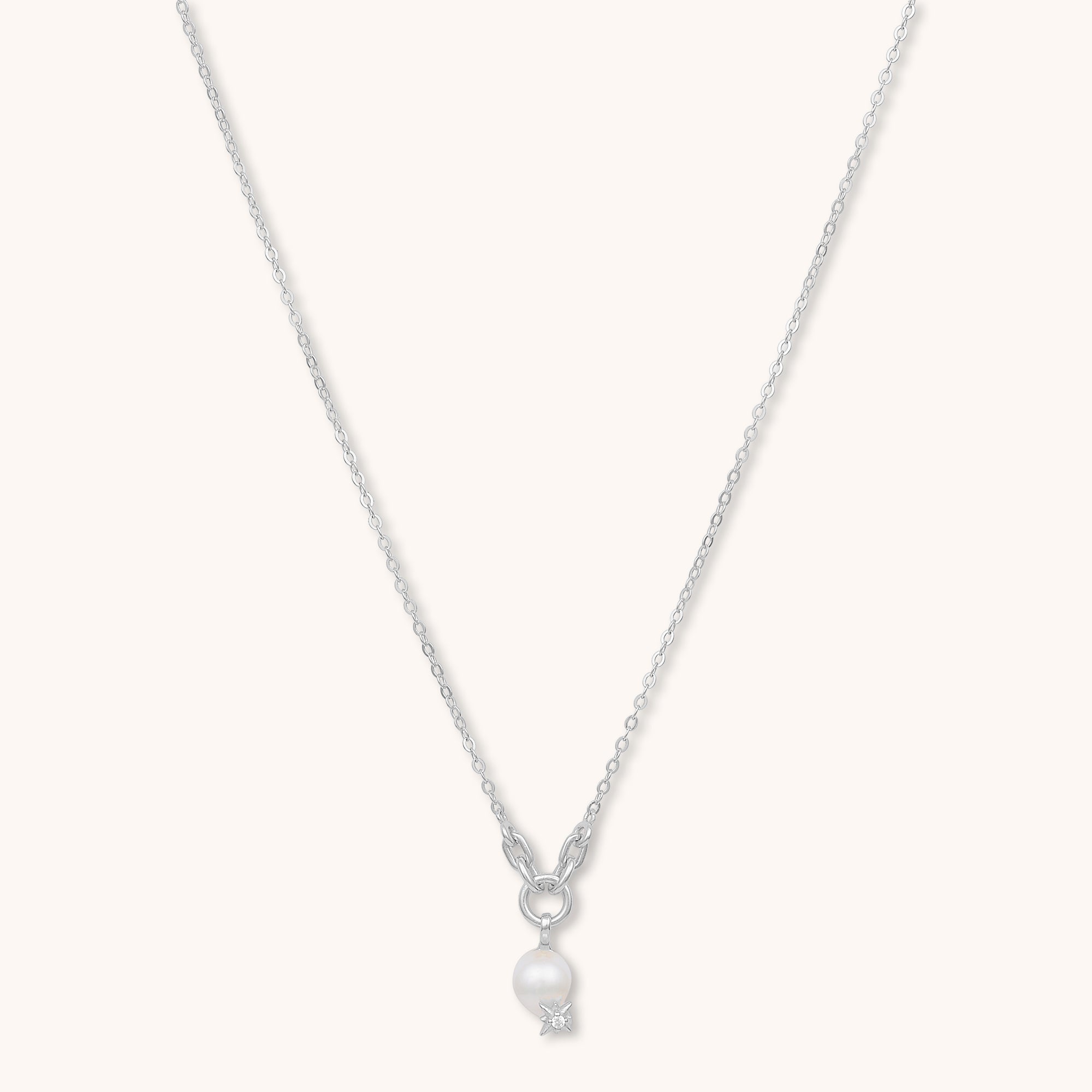 Pearl North Star Necklace Silver