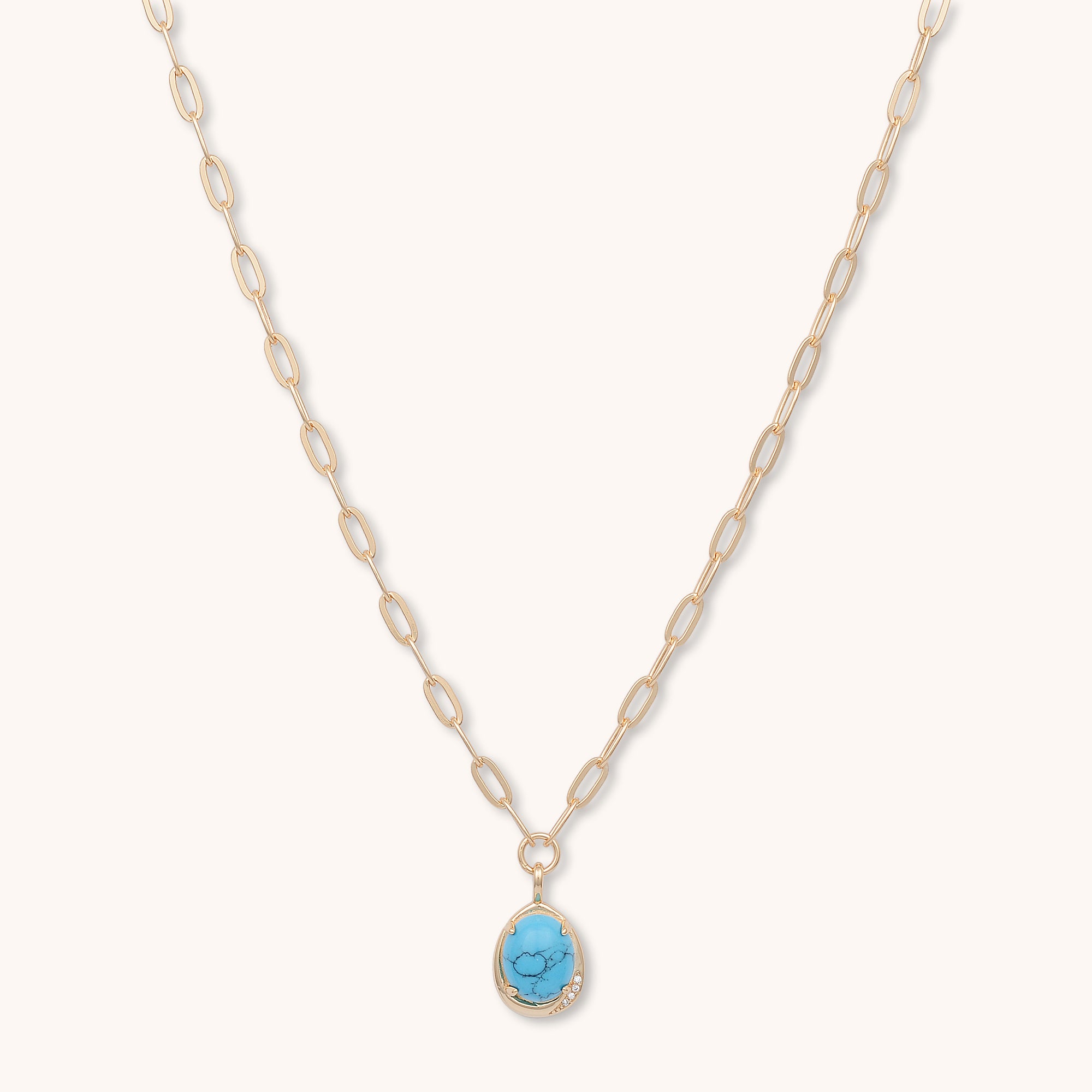 Turquoise Link Necklace Rose Gold