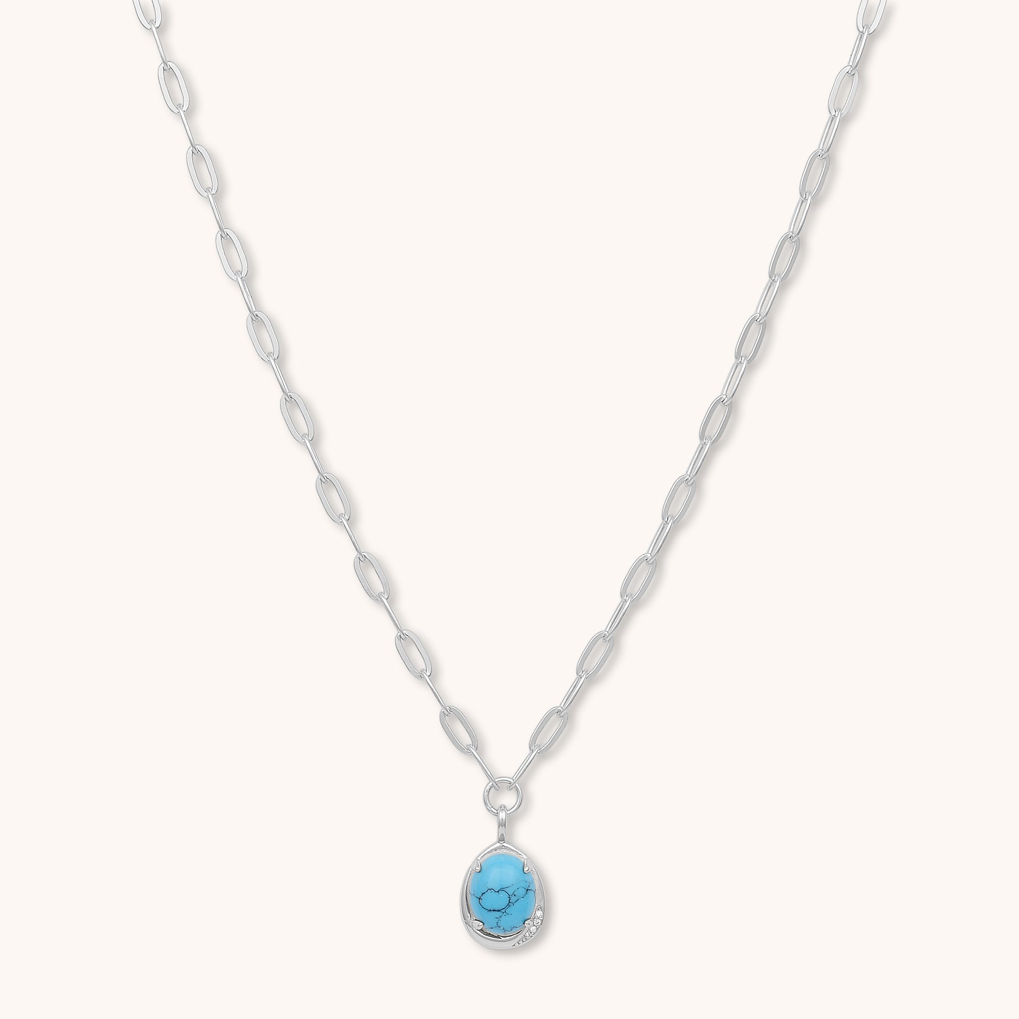 Turquoise Link Necklace Silver
