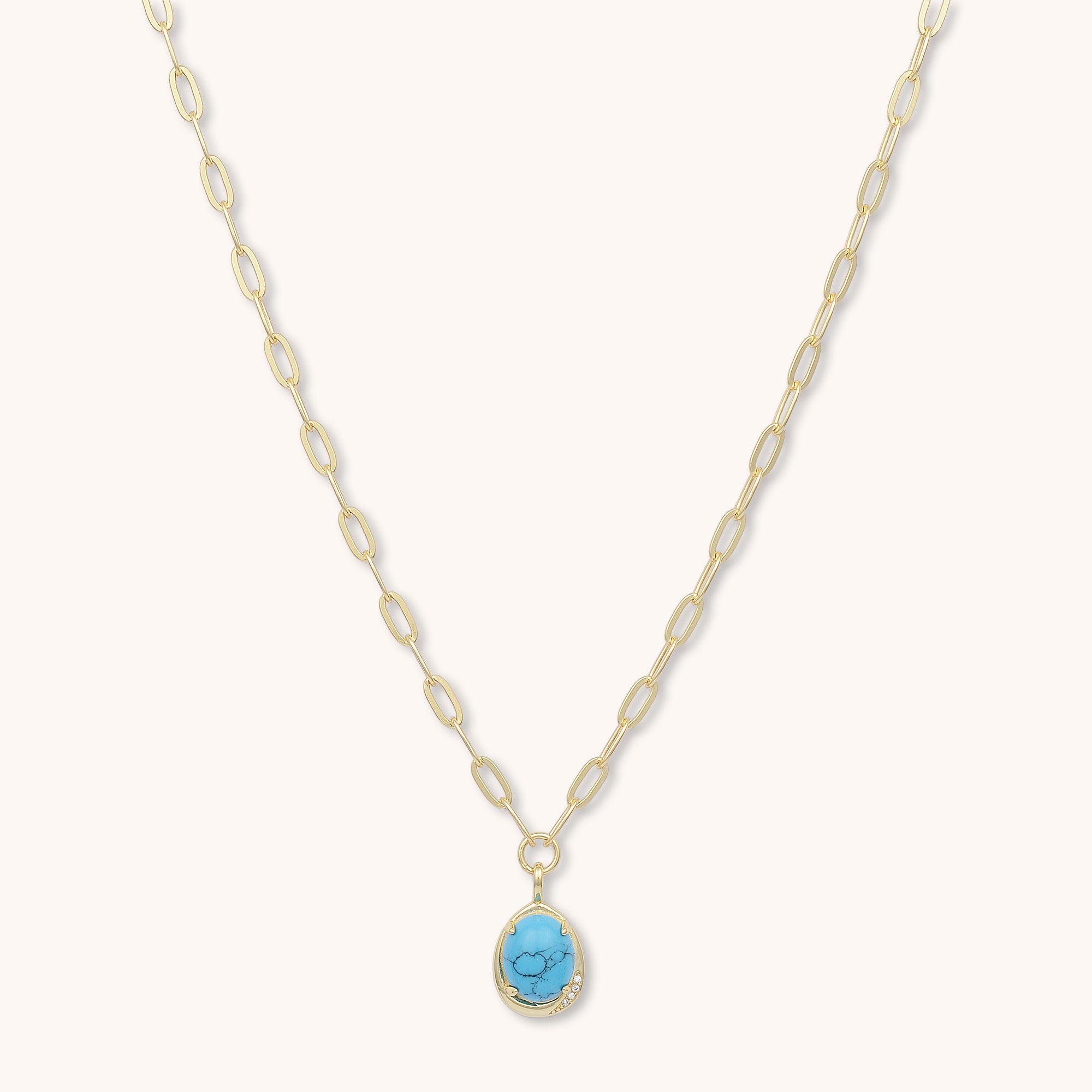 Turquoise Link Necklace Gold
