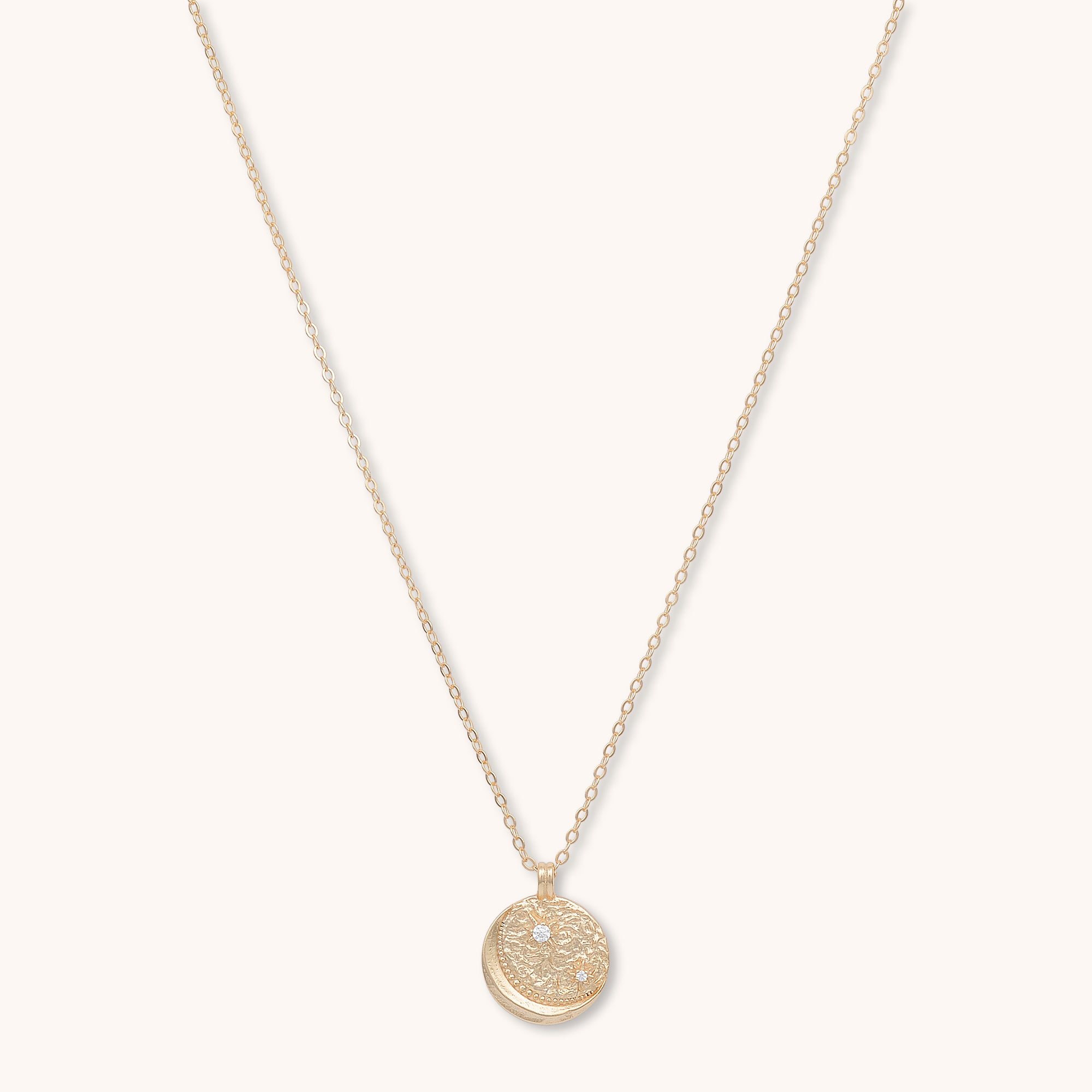 Moon Element Medallion Necklace Rose Gold