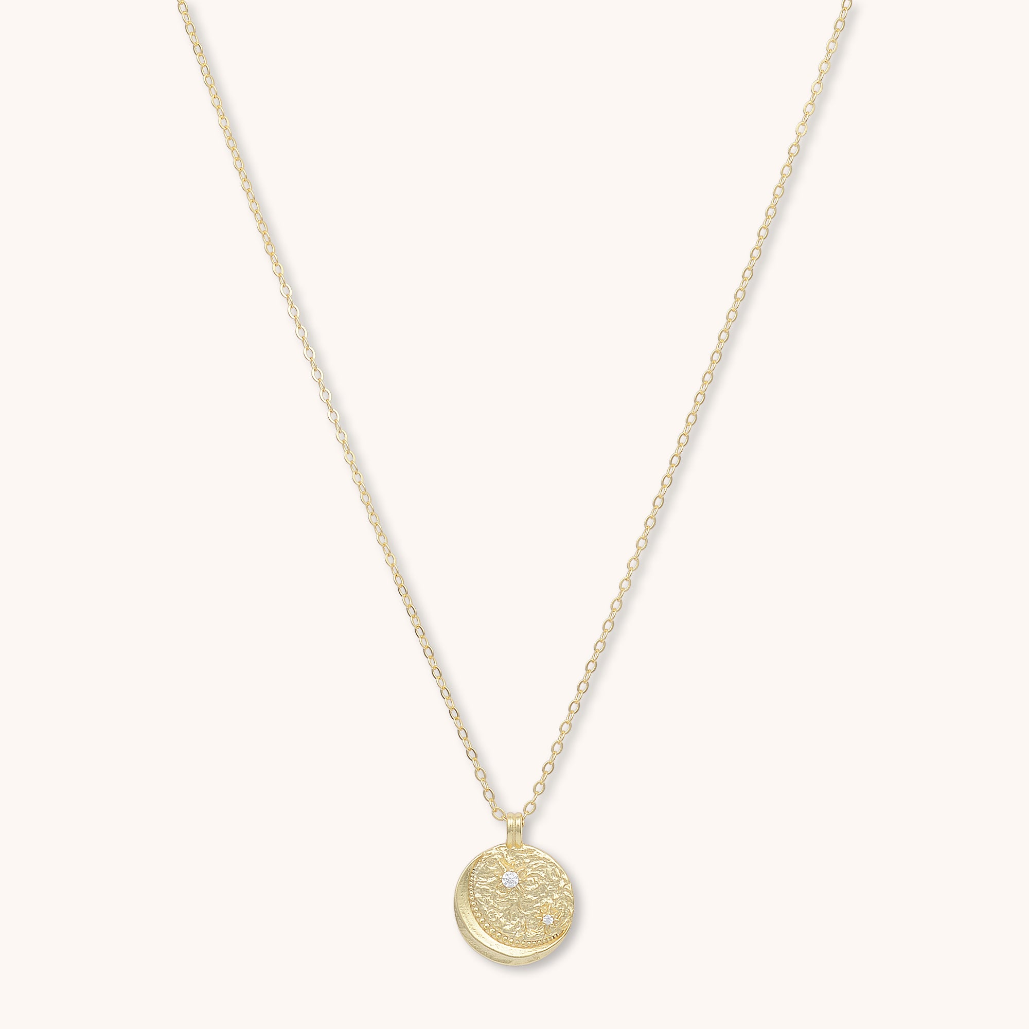 Moon Element Medallion Necklace Gold