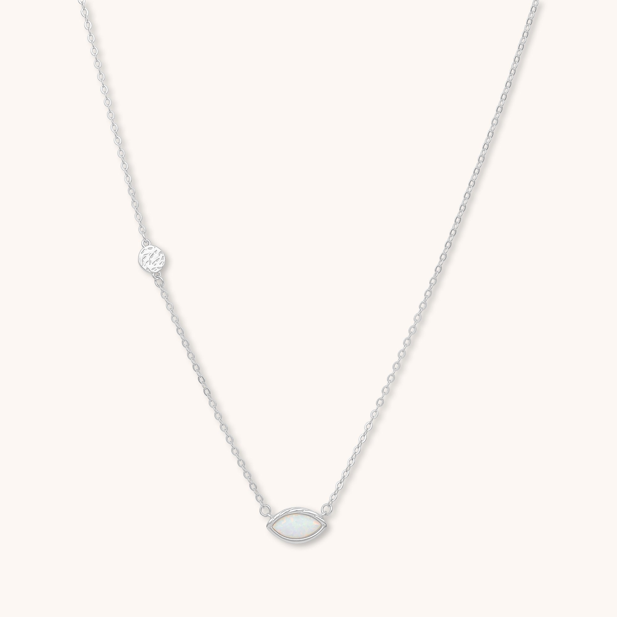Opal Evil Eye Necklace Silver