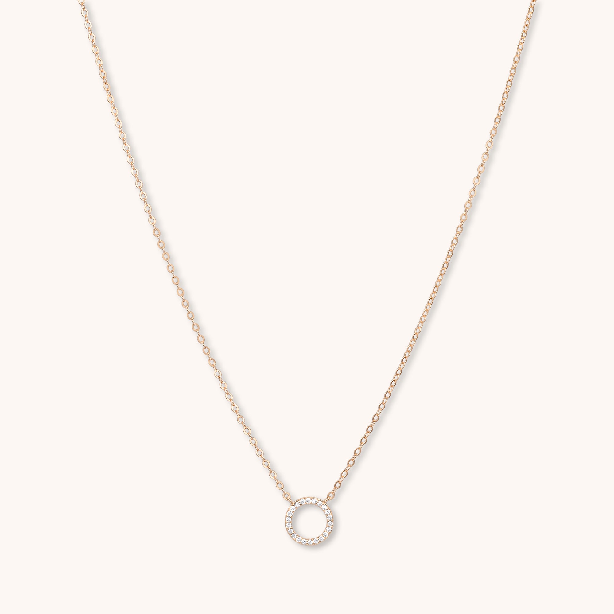 Open Circle Sapphire Necklace Rose Gold