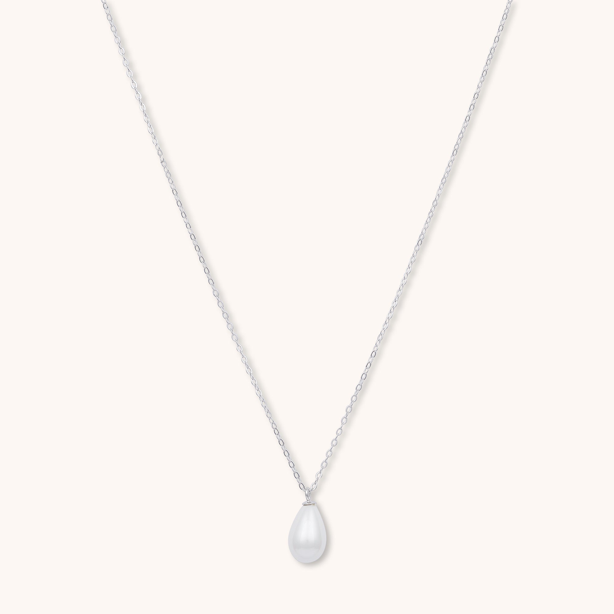 Drop Pearl Necklace Silver