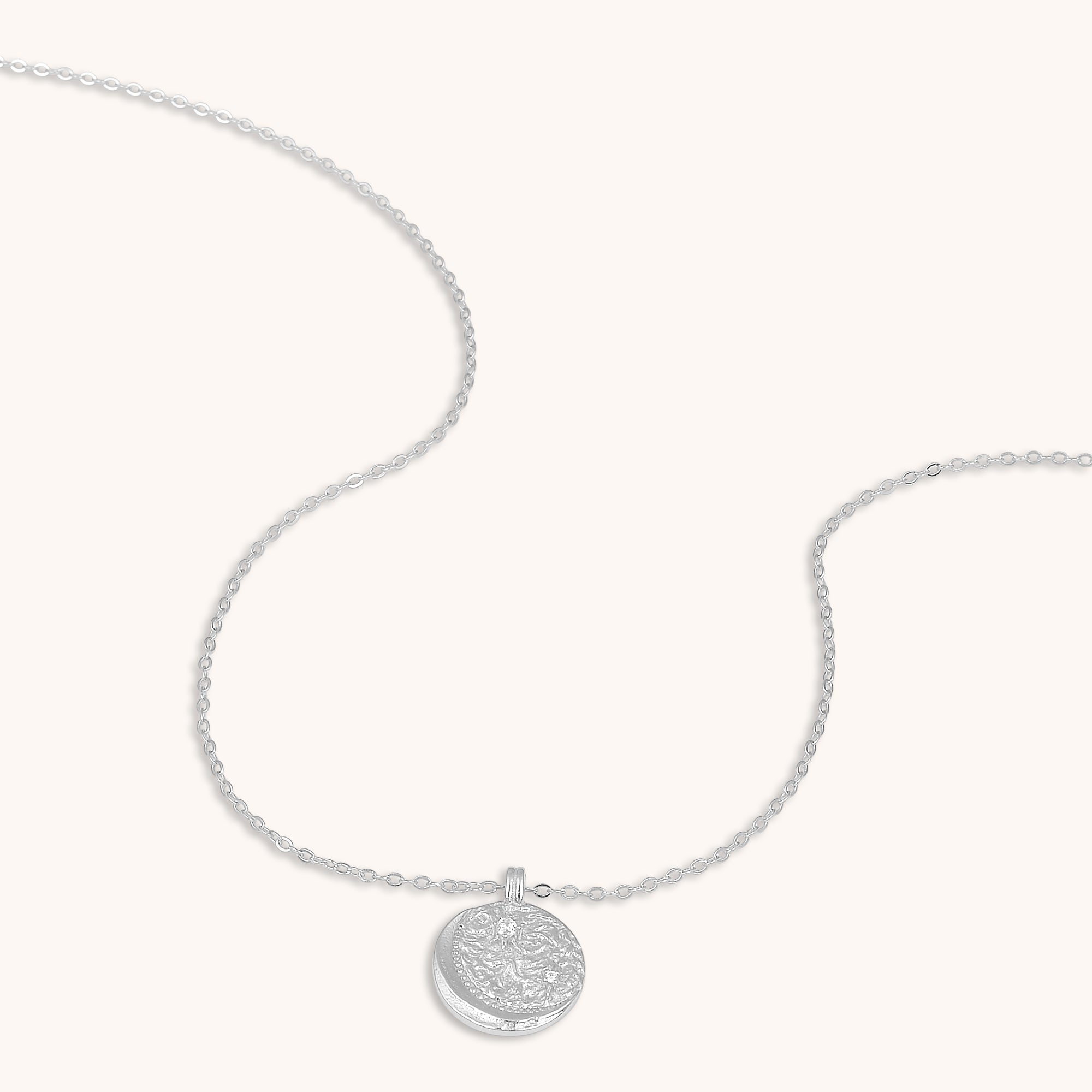 Moon Element Medallion Necklace Silver