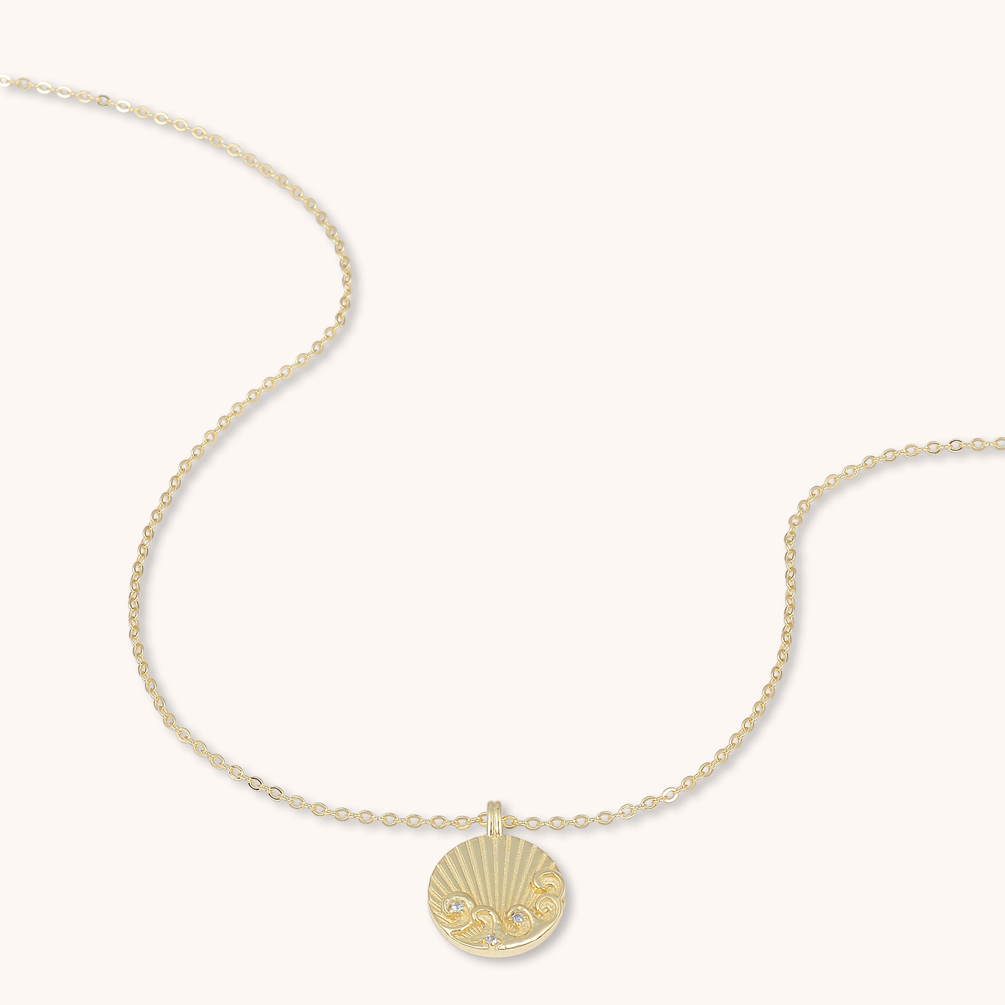 Water Element Medallion Necklace Gold
