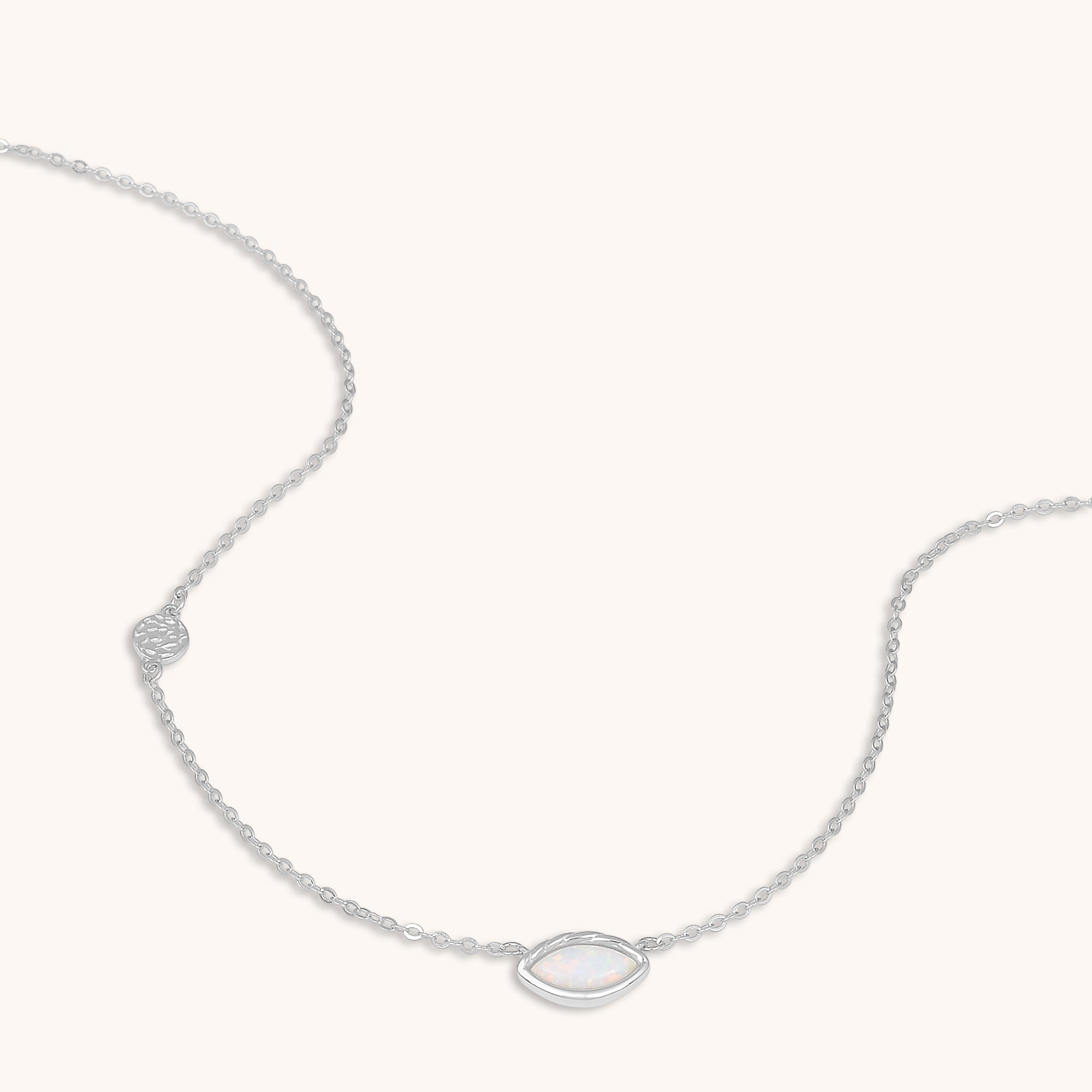 Opal Evil Eye Necklace Silver