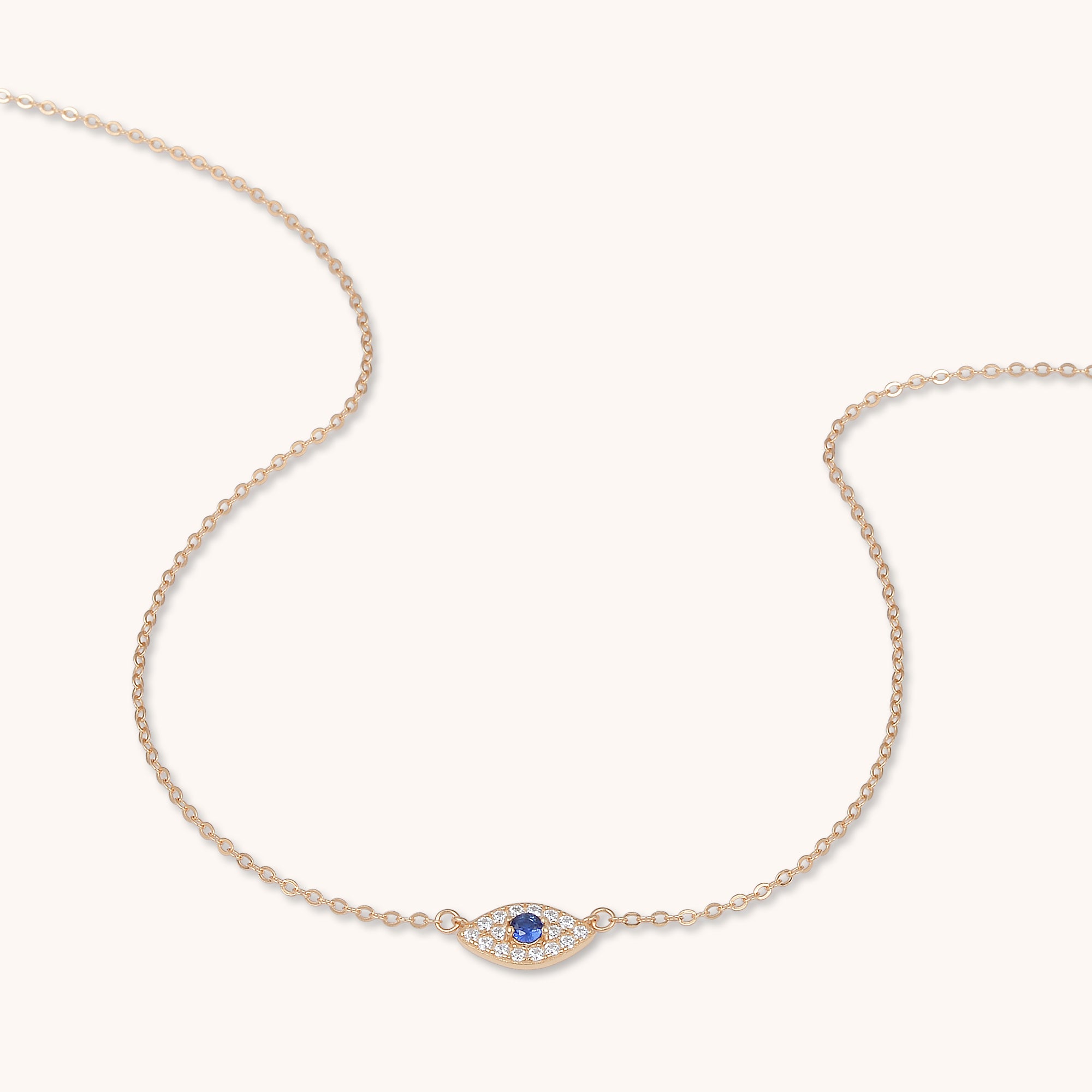 Evil Eye Sapphire Necklace Rose Gold
