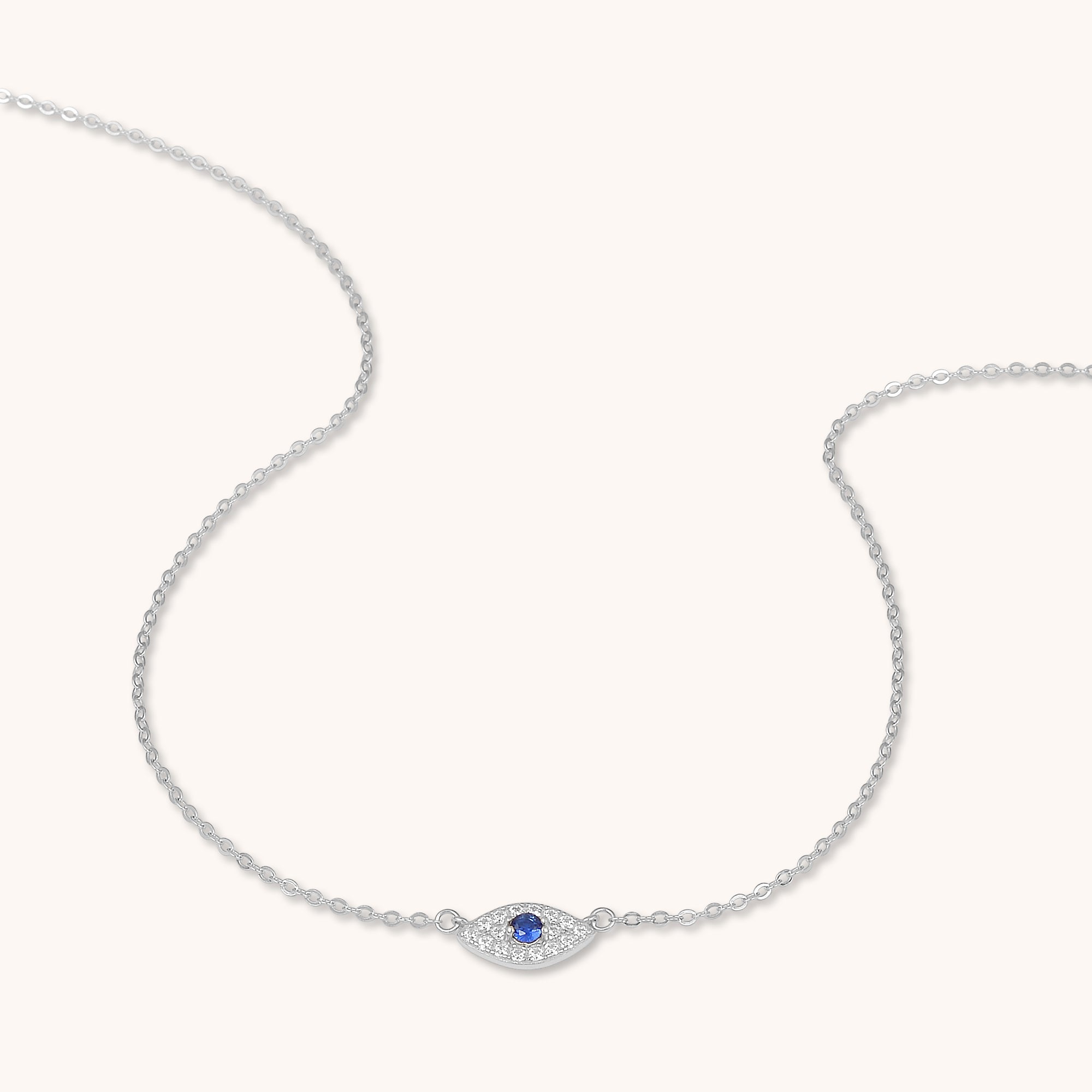 Evil Eye Sapphire Necklace Silver