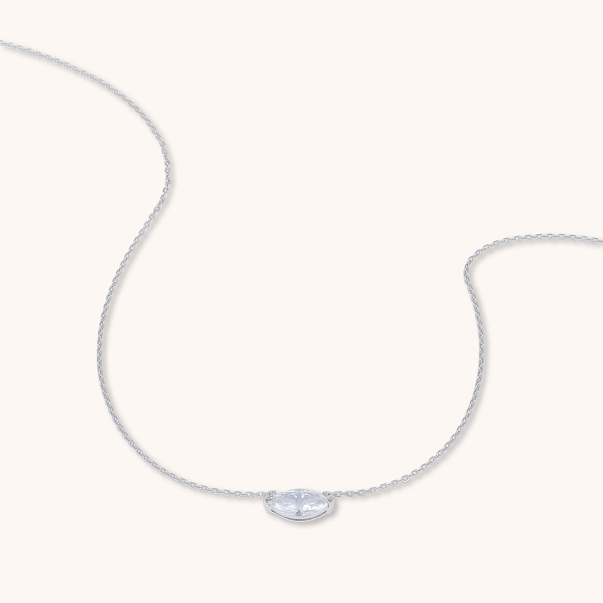 Marquise Sapphire Necklace Silver