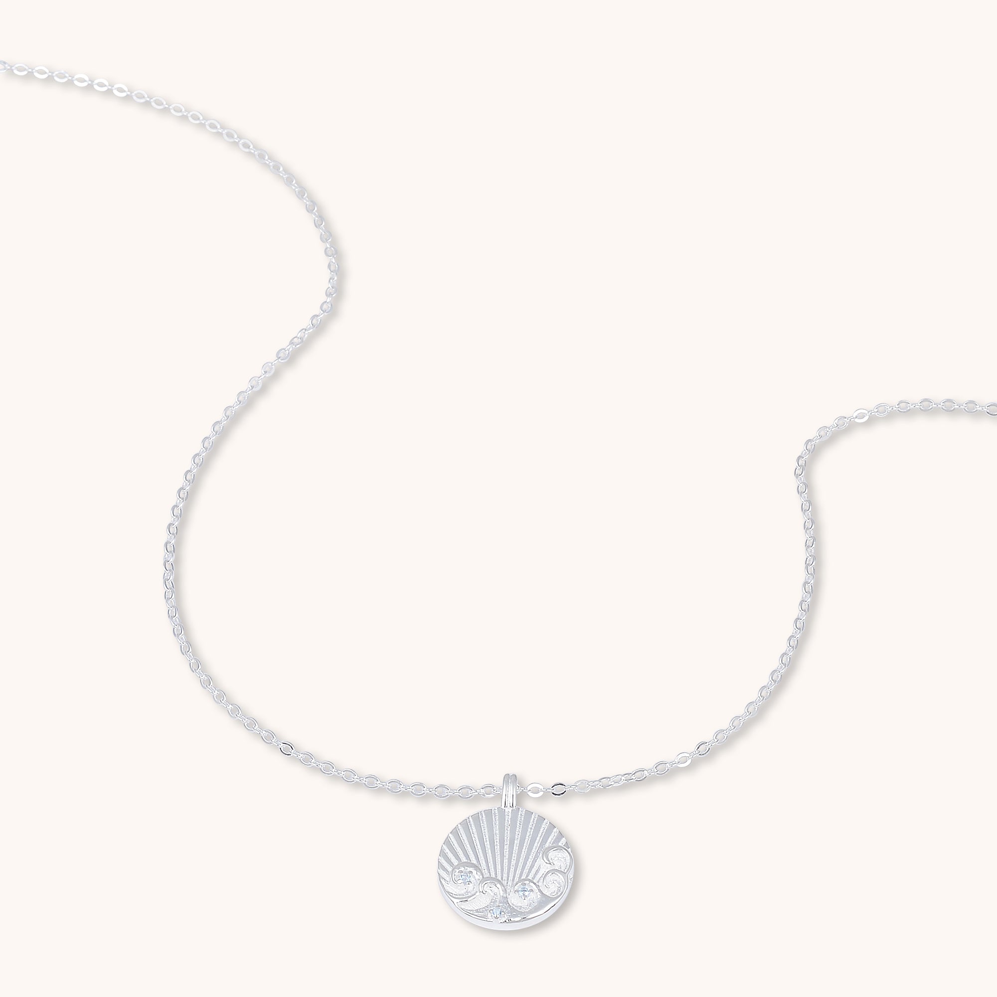 Water Element Medallion Necklace Silver