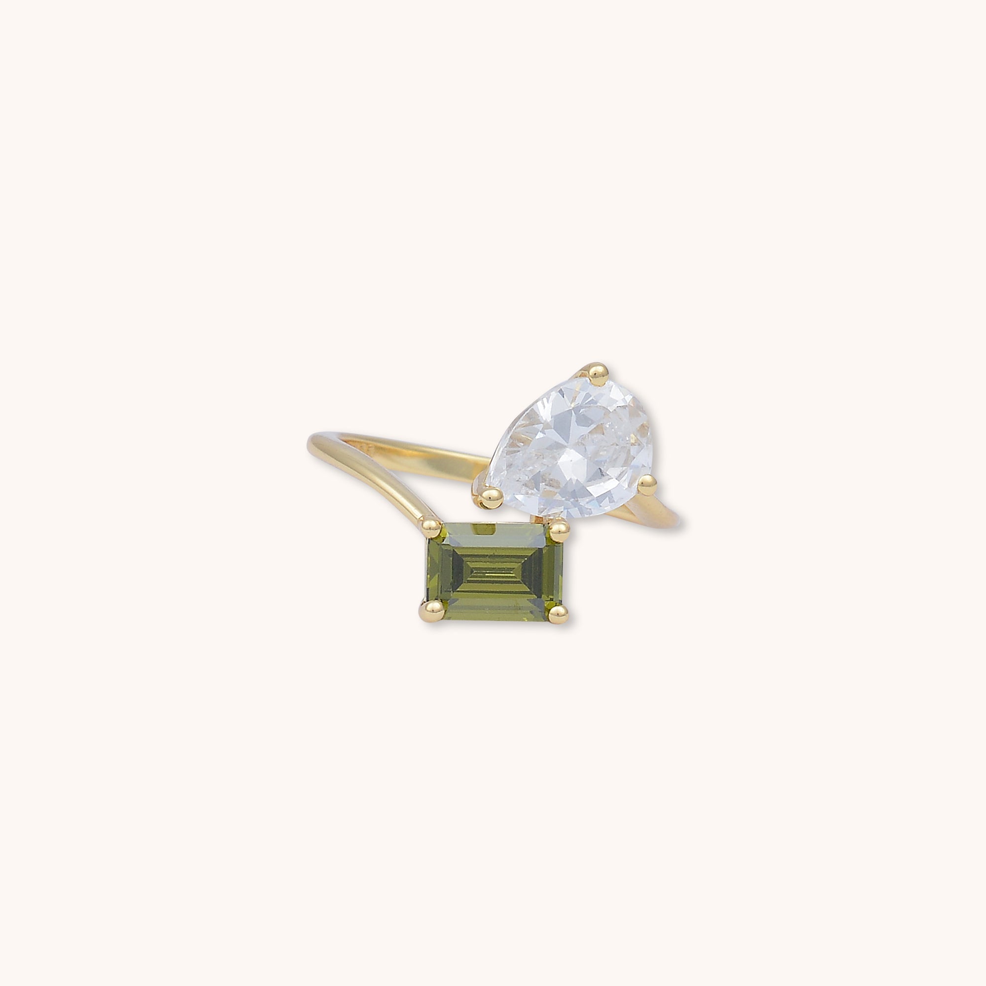 Pear Emerald Ring Gold