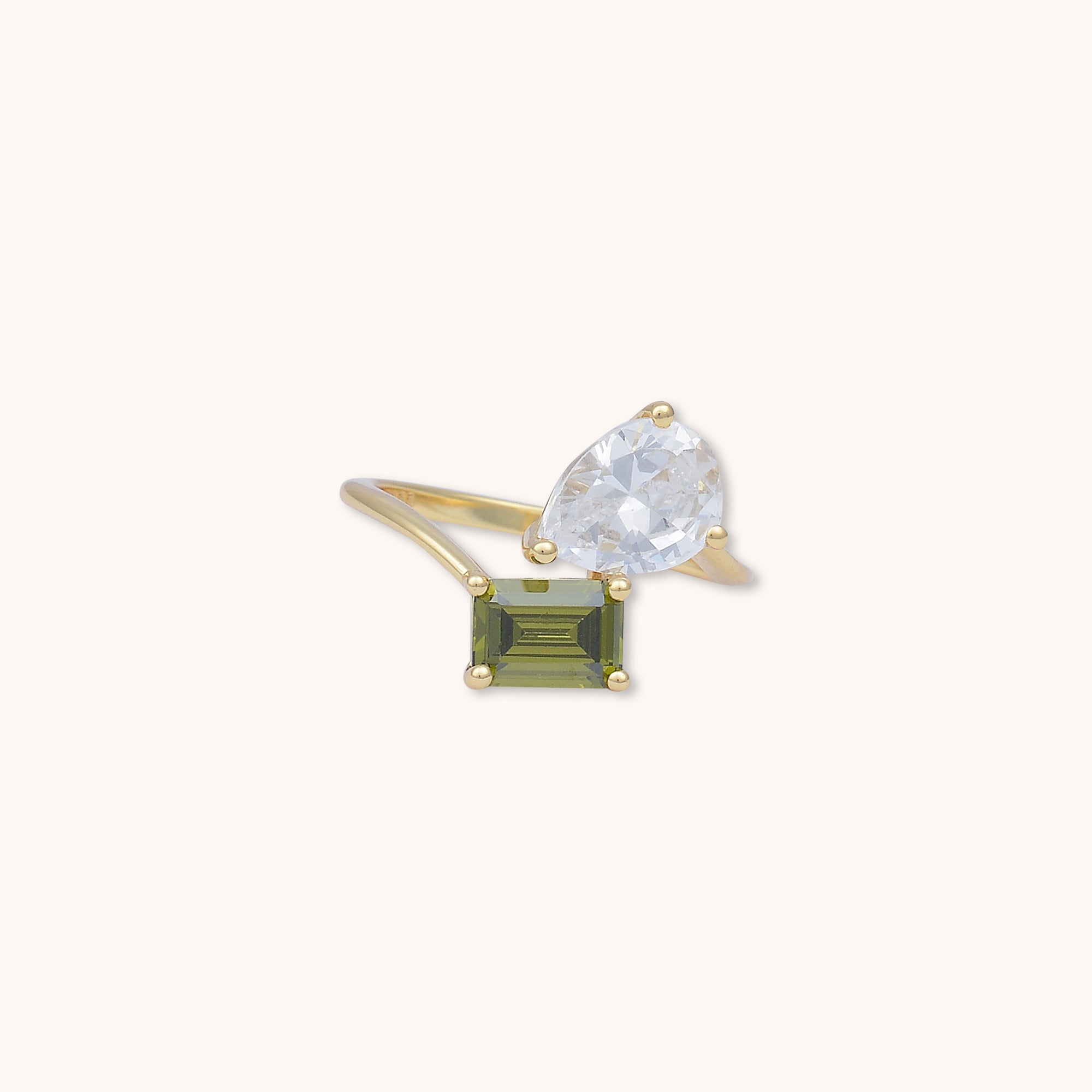 Pear Emerald Ring Gold