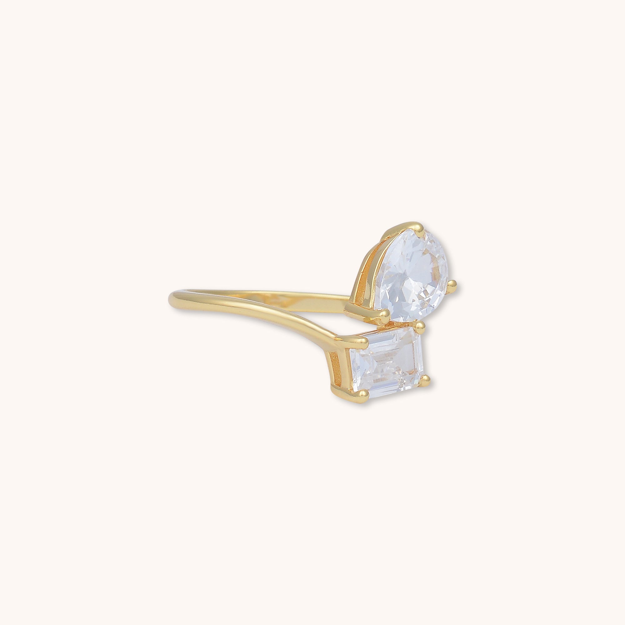 Sapphire Pear Emerald Ring Gold