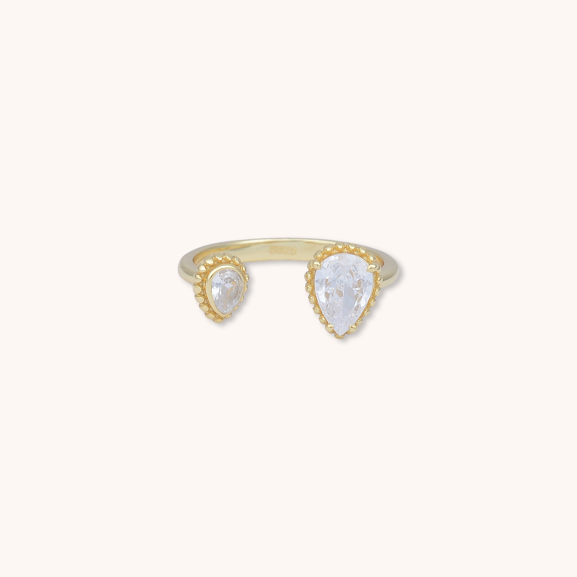 Twin Pear Sapphire Open Ring Gold