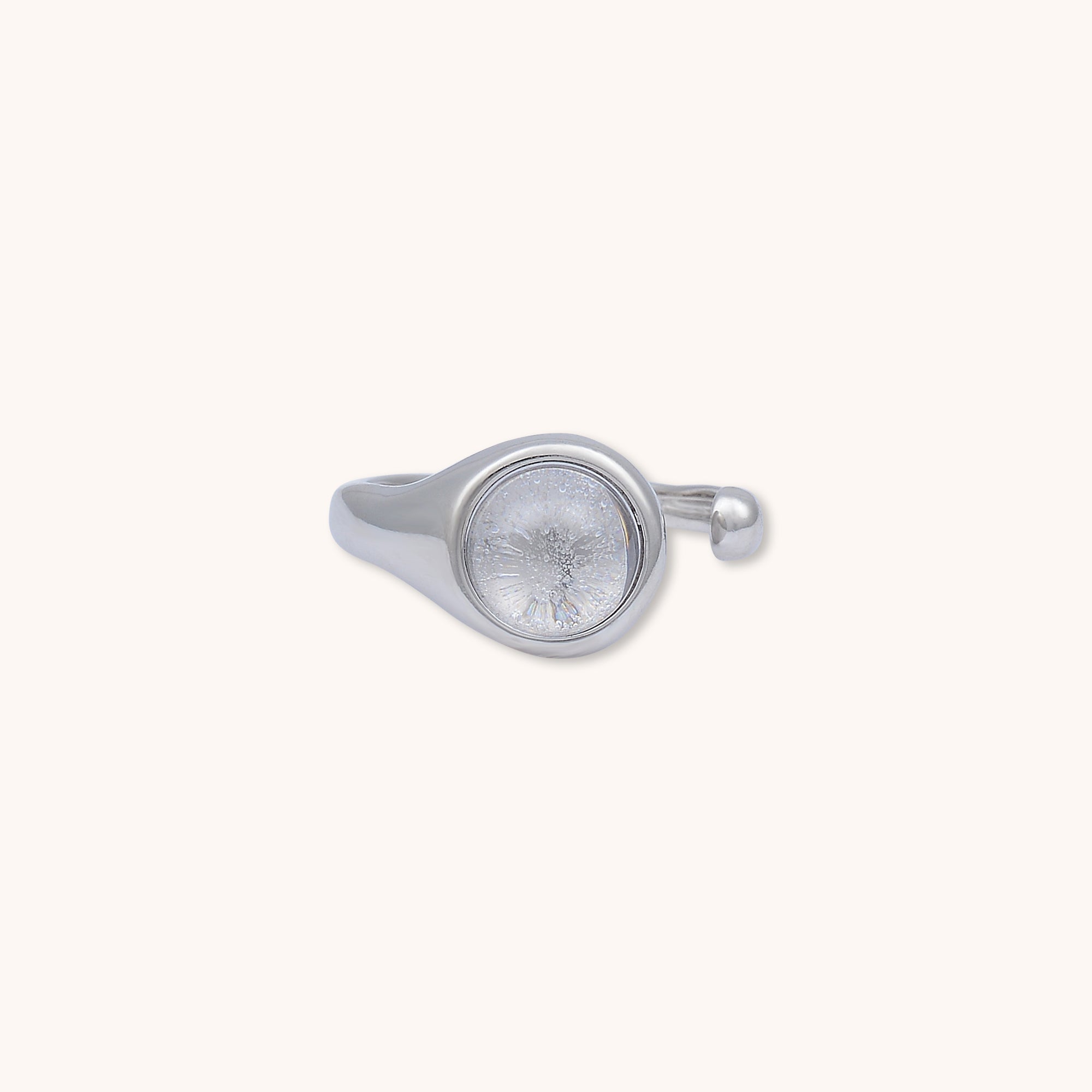 Moonstone Circular Open Ring Silver
