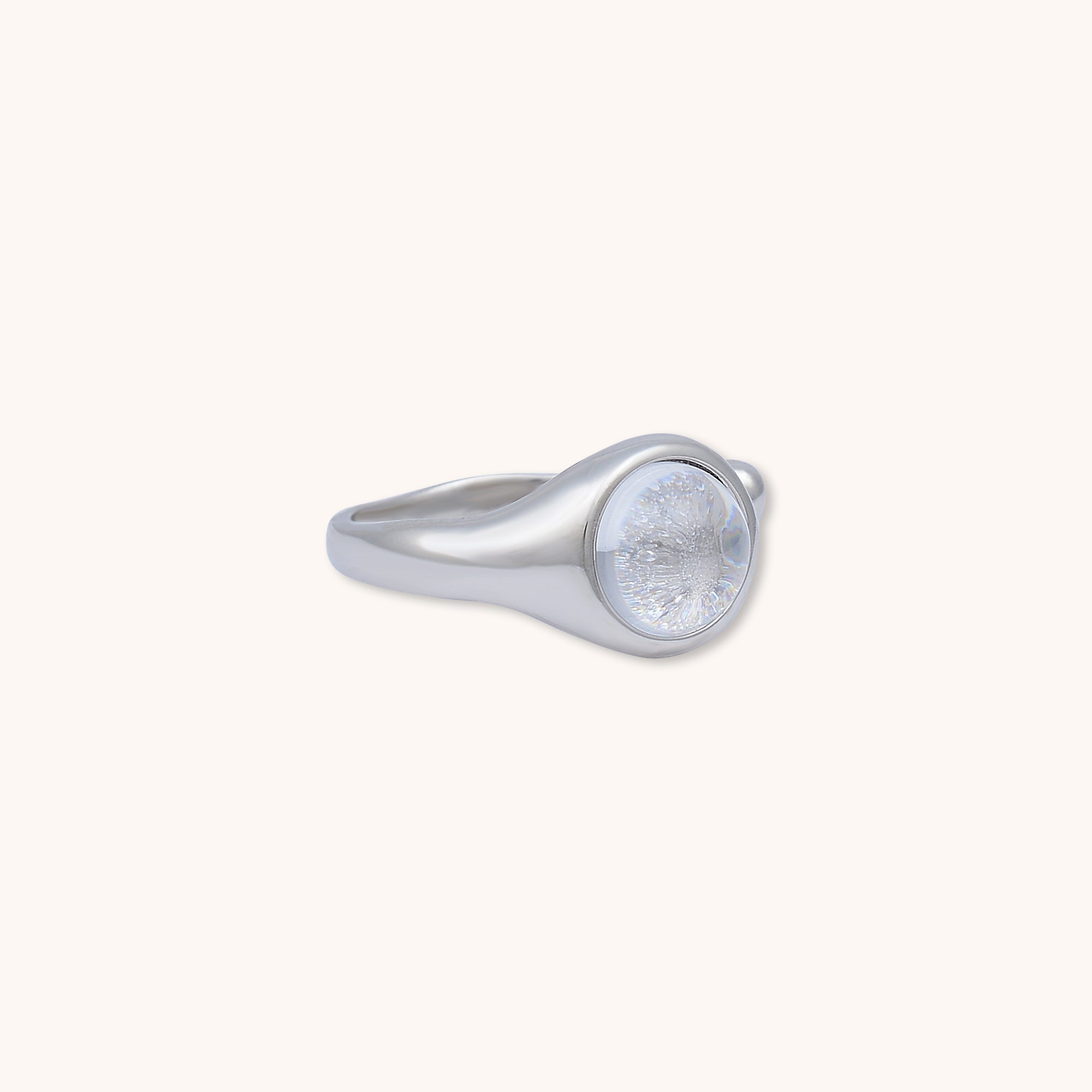 Moonstone Circular Open Ring Silver