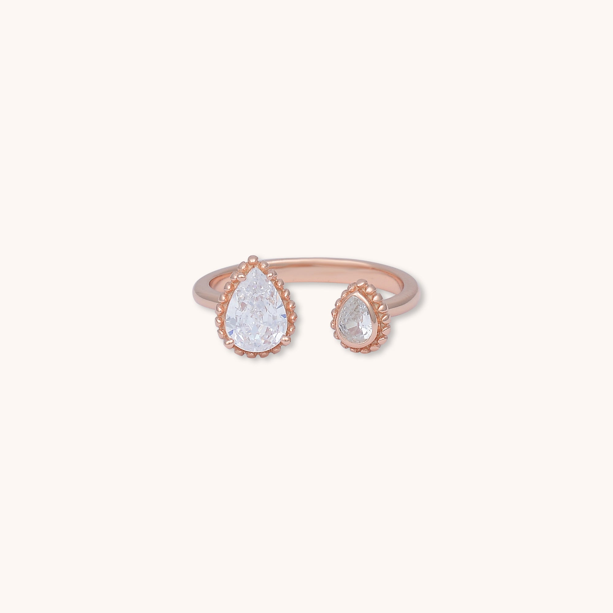 Twin Pear Sapphire Open Ring Rose Gold