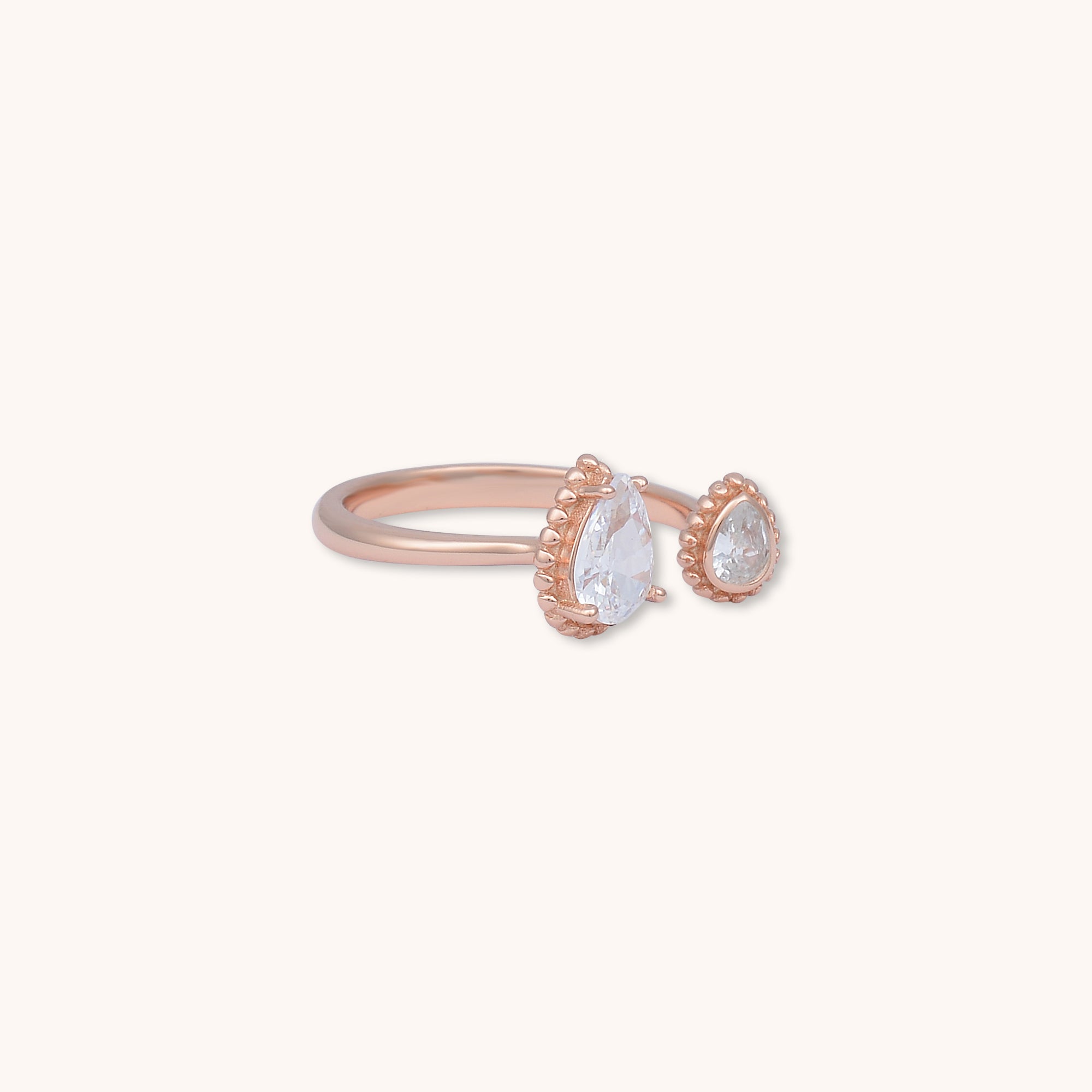 Twin Pear Sapphire Open Ring Rose Gold