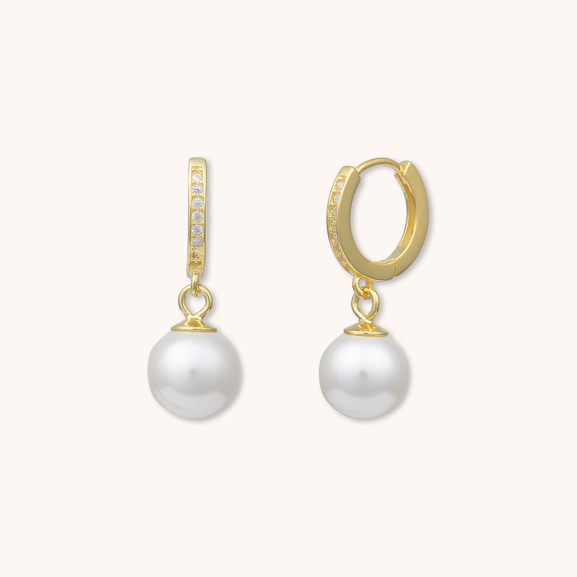 Lume Pearl Huggie Earrings Gold