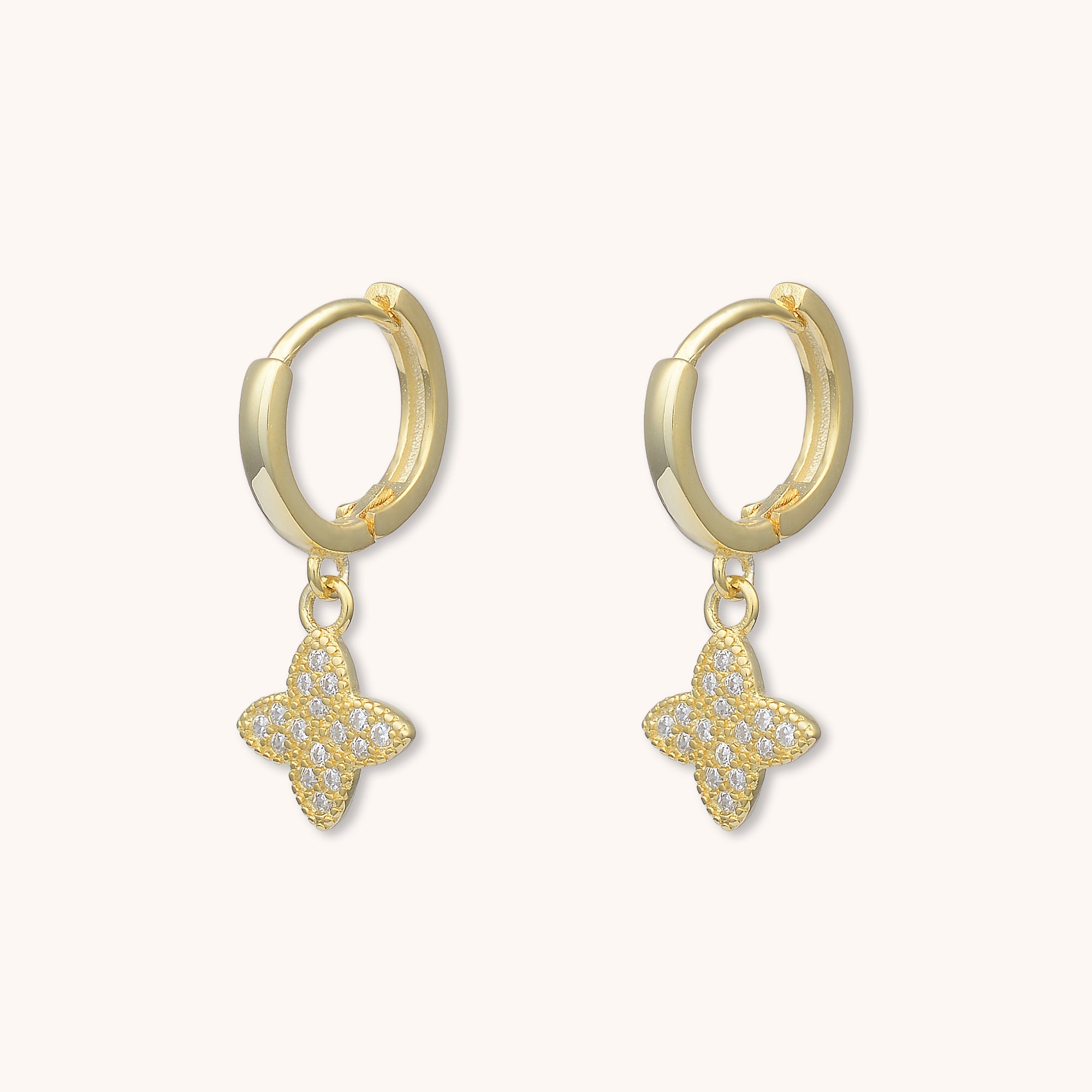 Clover Sapphire Huggie Earrings Gold