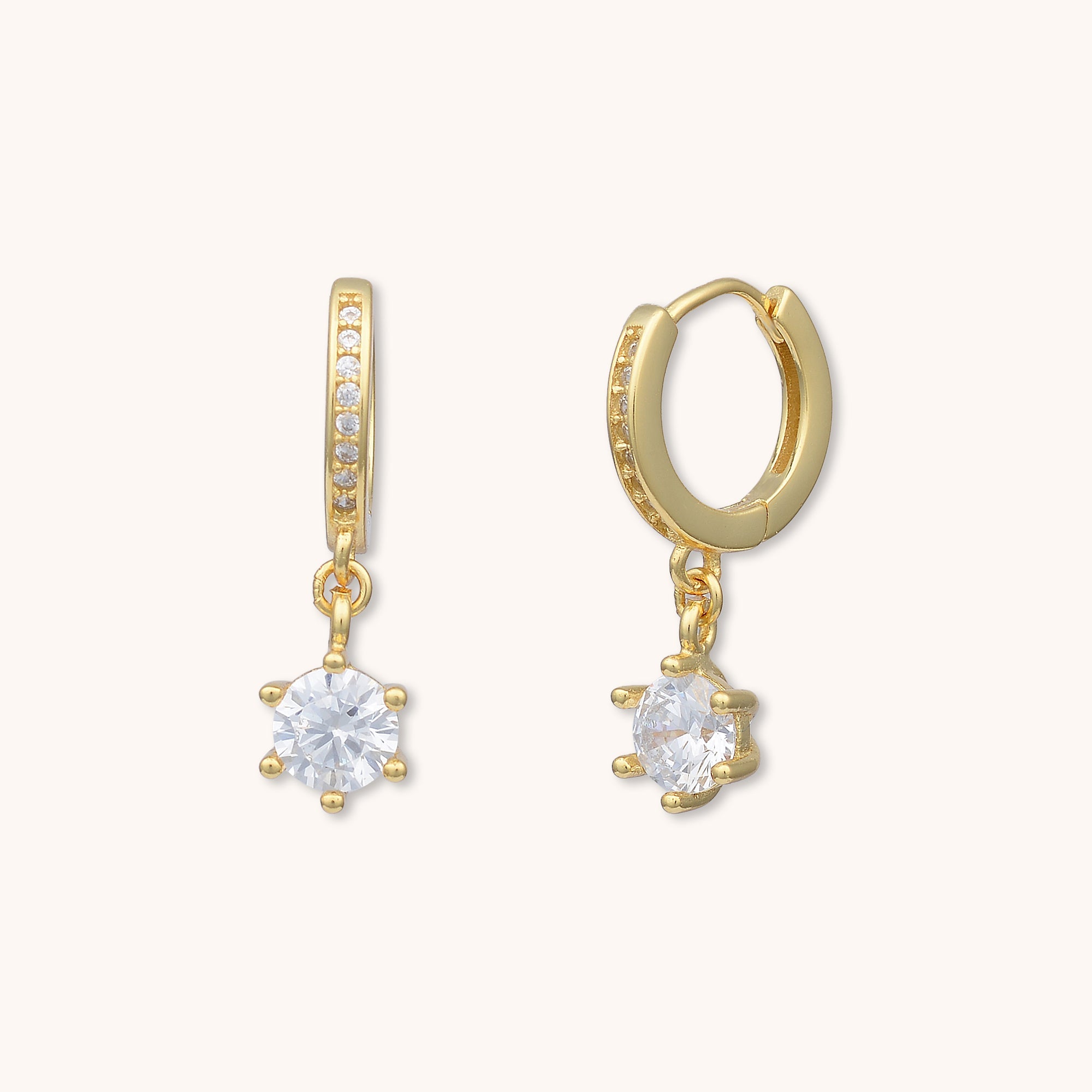 6 Claw Sapphire Huggie Earrings Gold