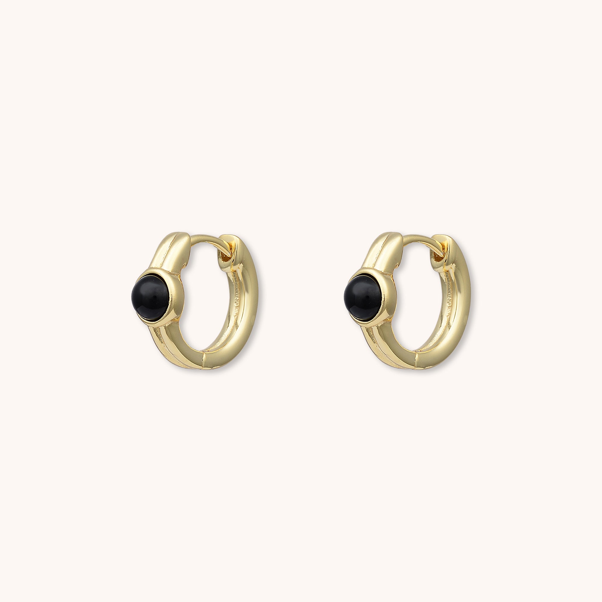 Onyx Black Thick Huggie Earrings Gold