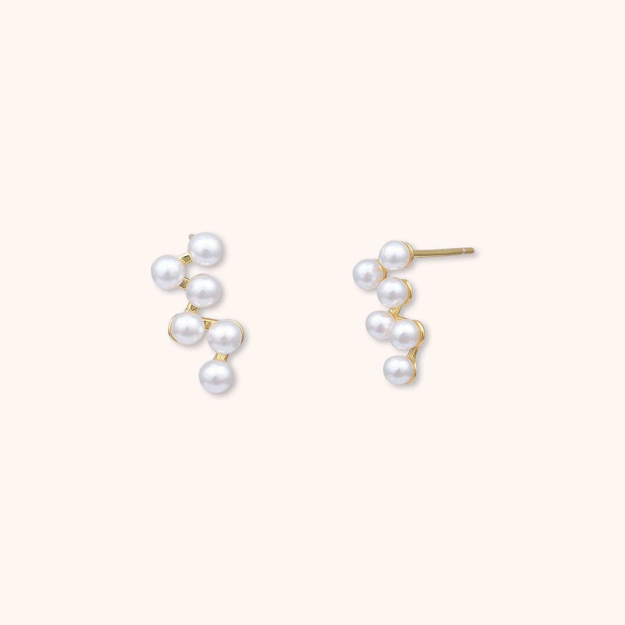 Pearl Grape Stud Earrings Gold