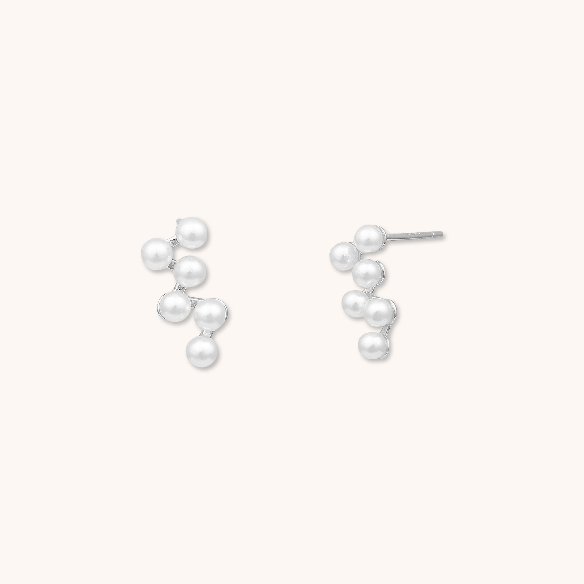 Pearl Grape Stud Earrings Silver