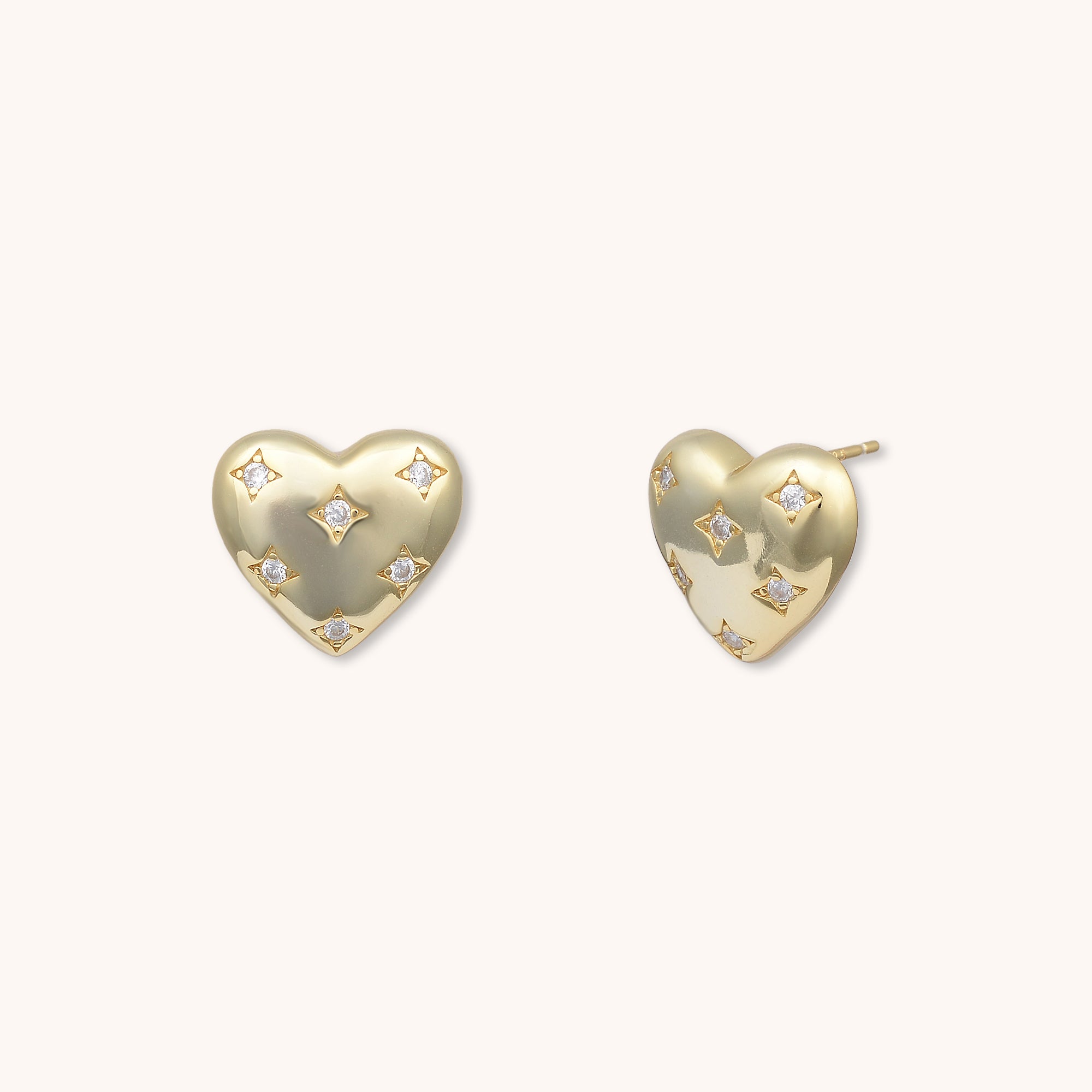 Heart Dome Stud Earrings Gold