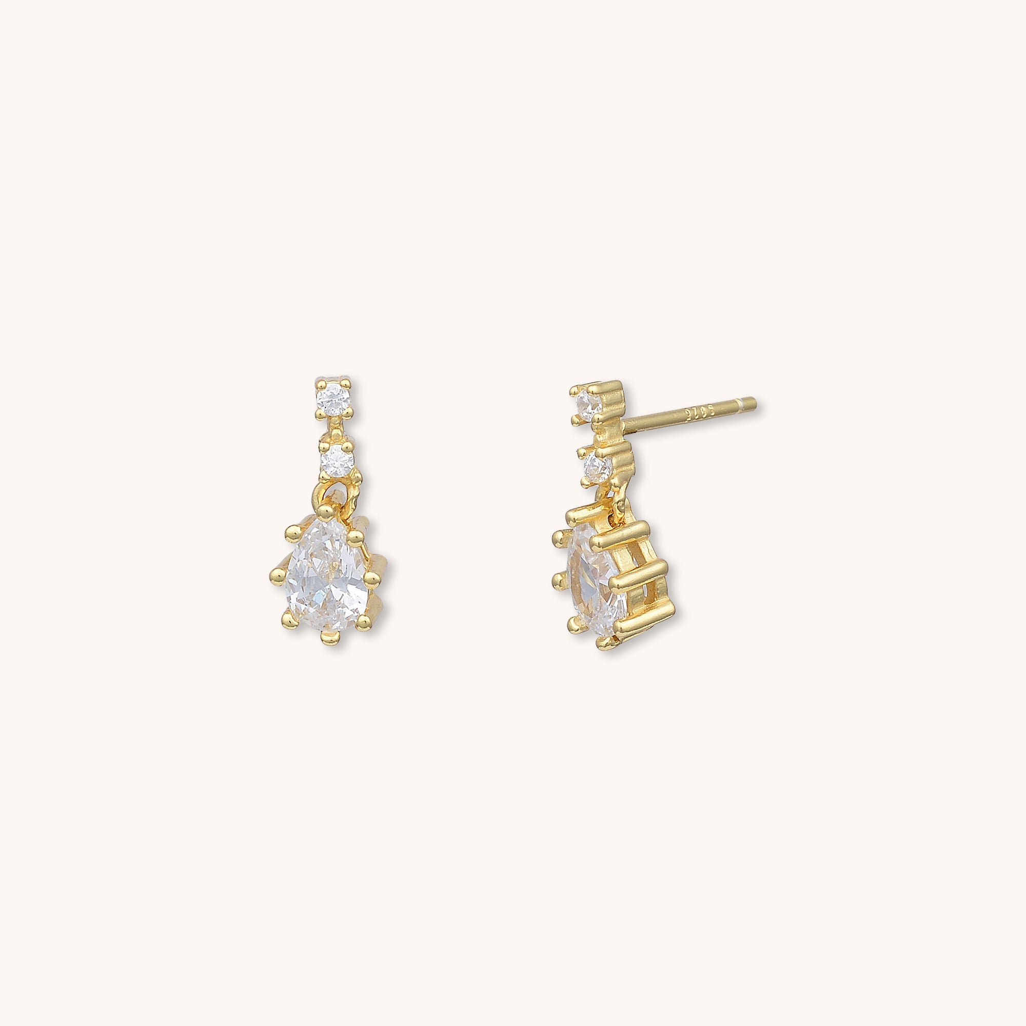 Solstice Pear Sapphire Drop Stud Earrings Gold