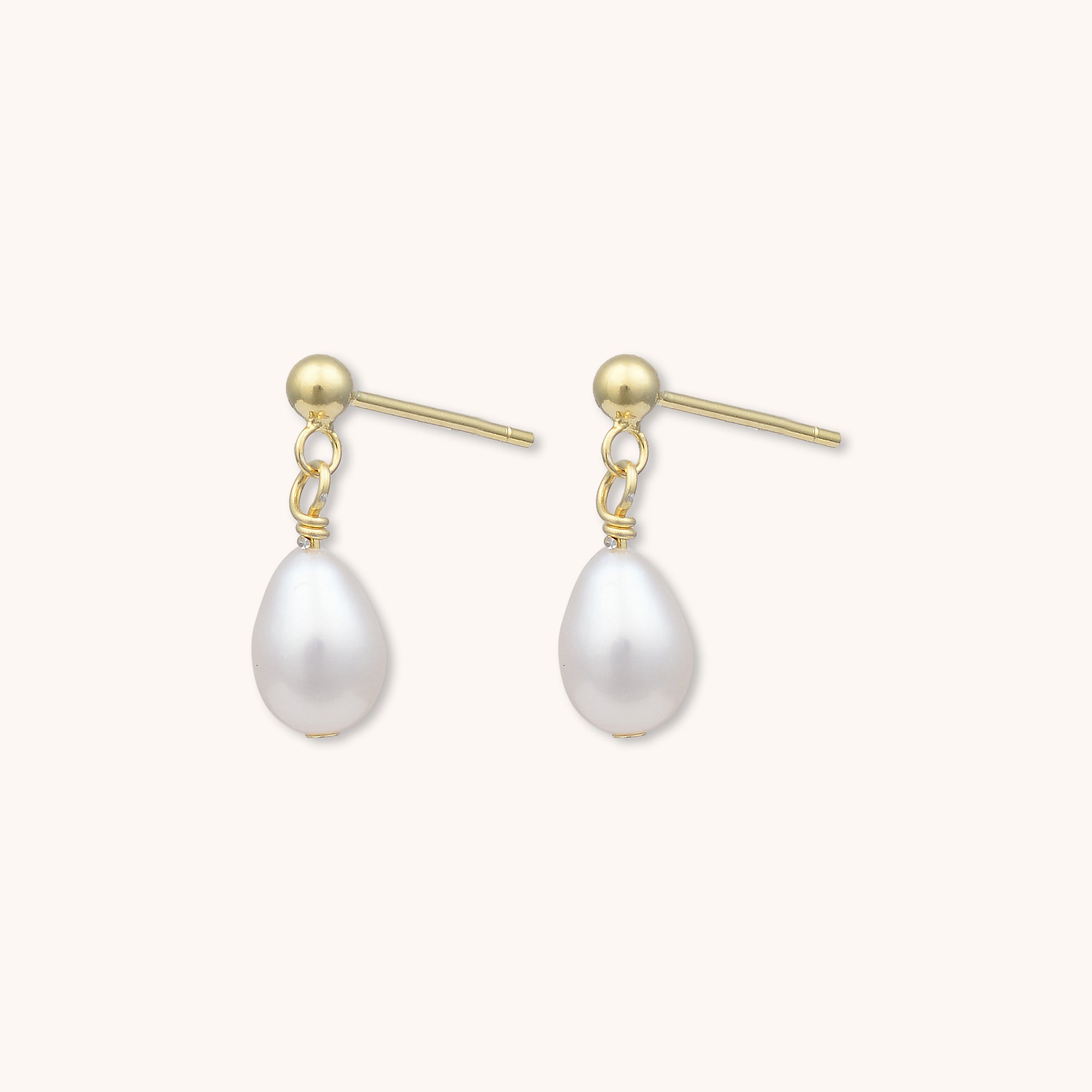 Pearl Dangle Stud Earrings Gold