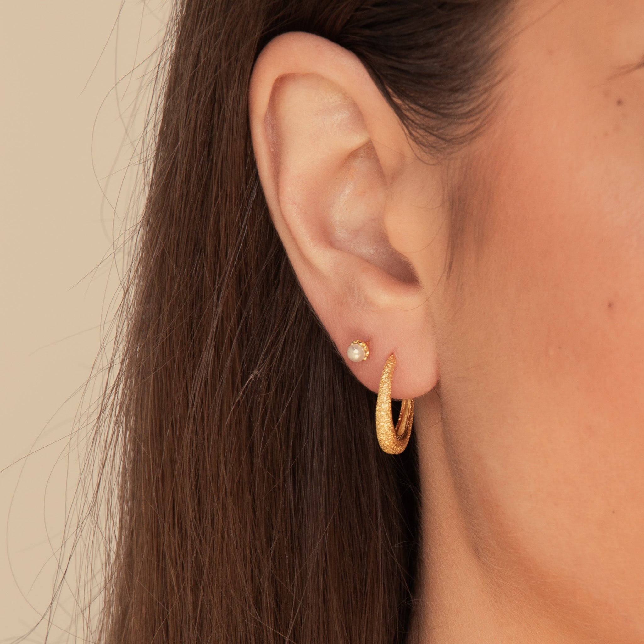 Azura Hammered Huggie Hoop Earrings Gold