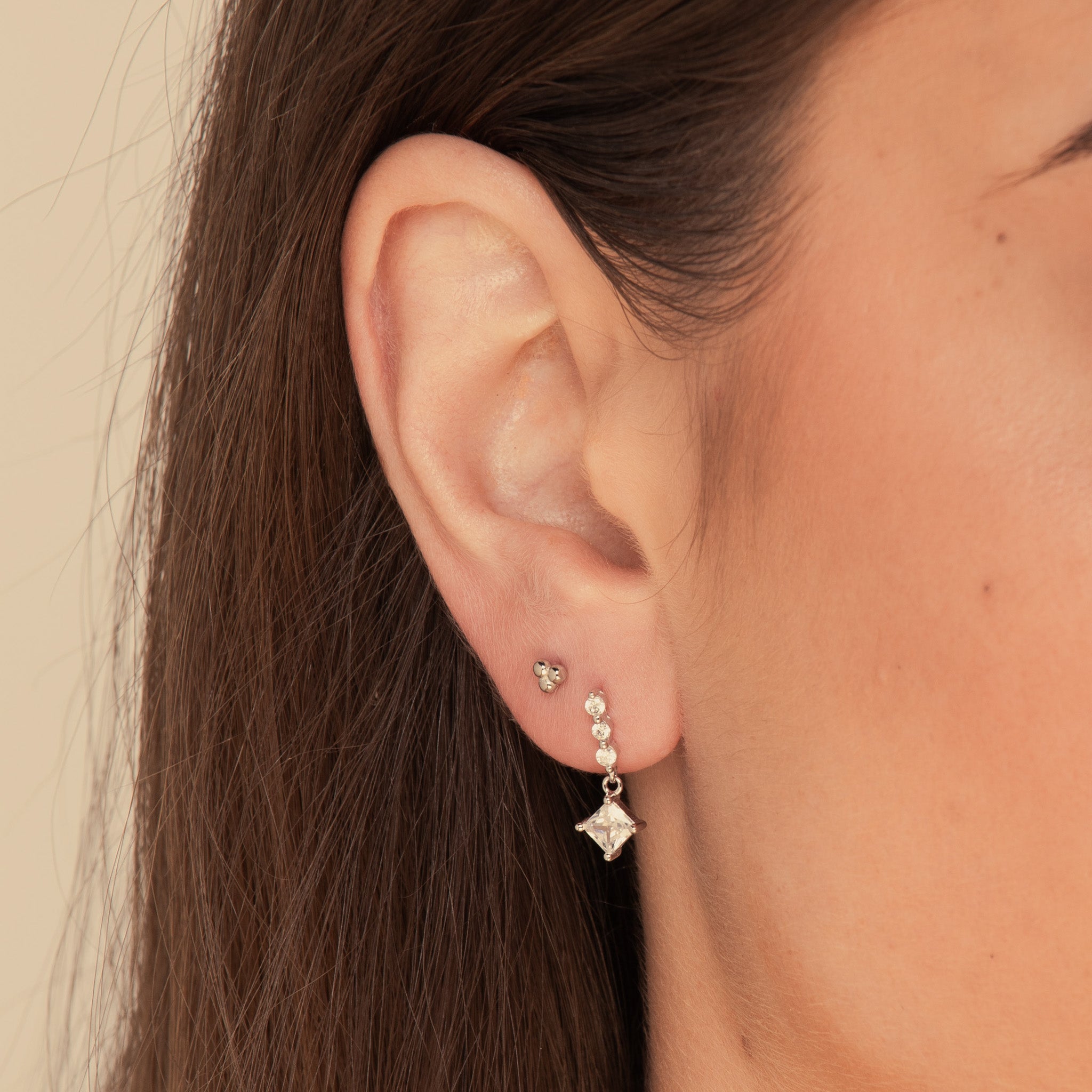 Solstice Sapphire Drop Stud Earrings Silver