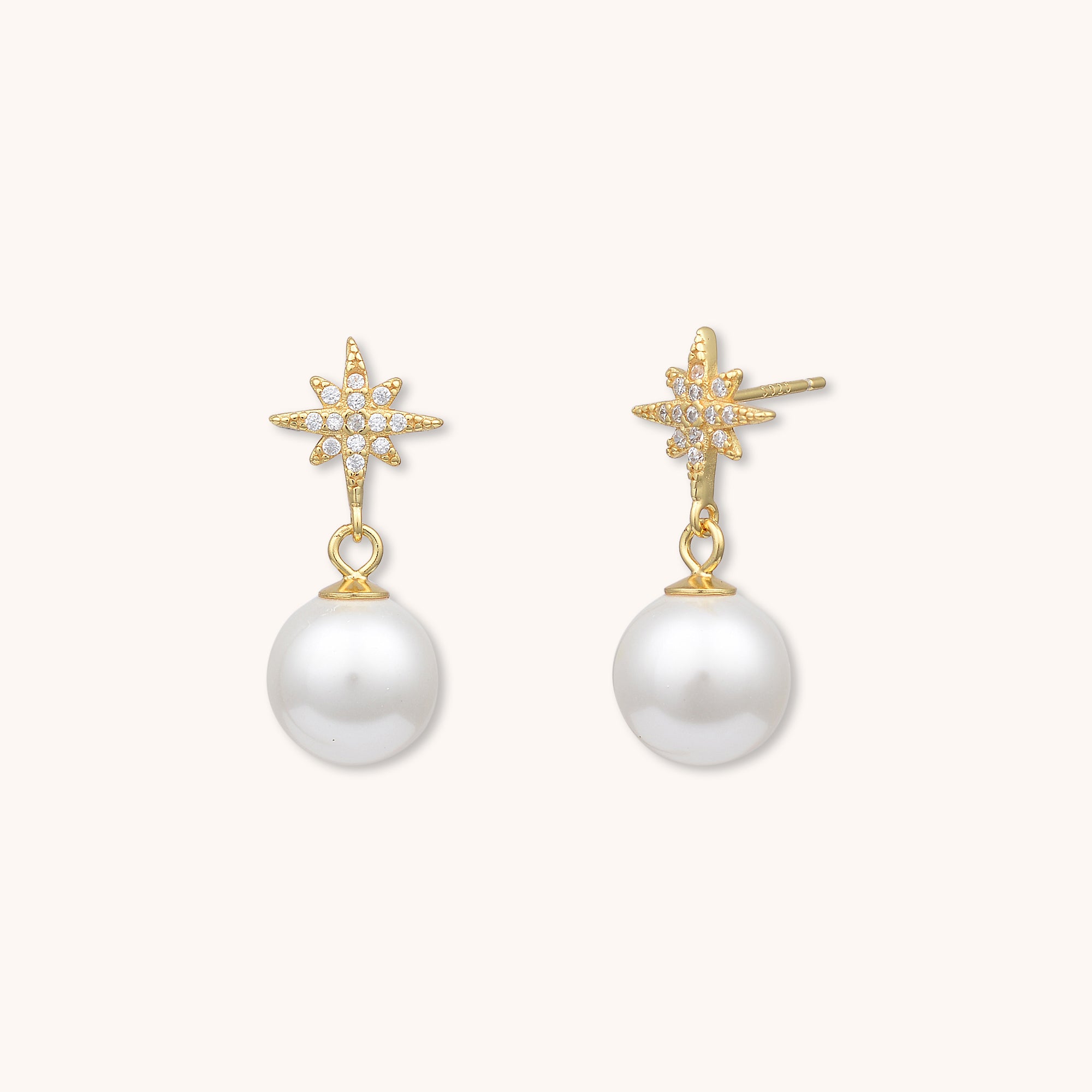 Starlight Pearl Drop Stud Earrings Gold